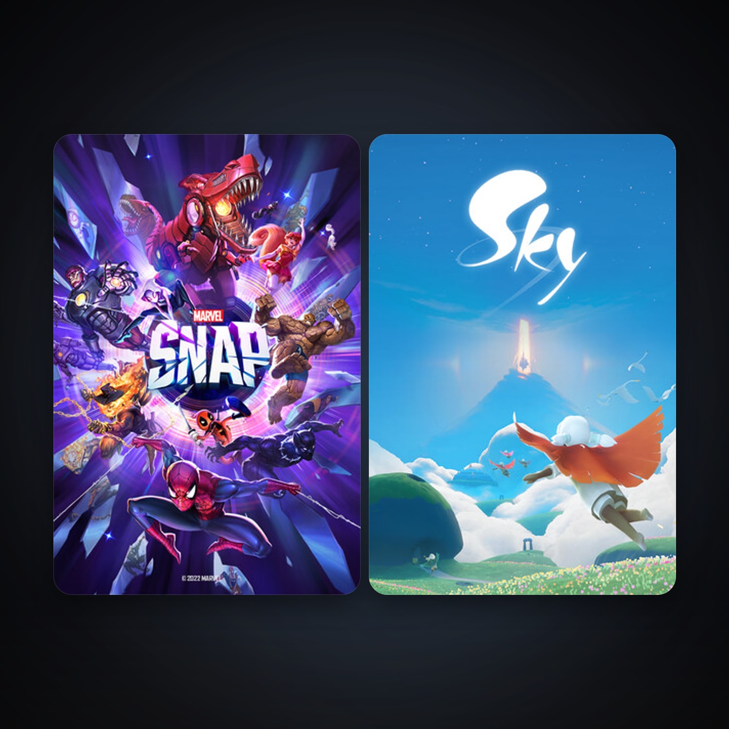 MARVEL SNAP + Sky: Children of the Light, 2 games, clean — HabibiAccounts