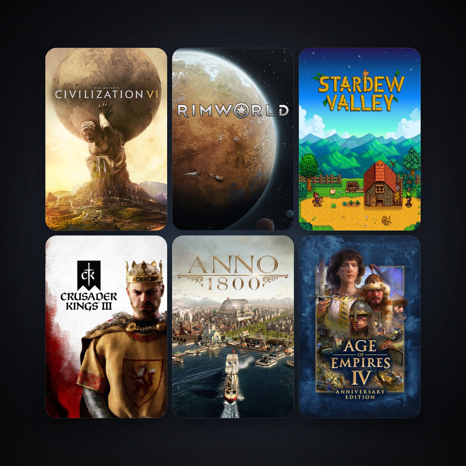 Sid Meier's Civilization VI + RimWorld, 7 games, clean — HabibiAccounts
