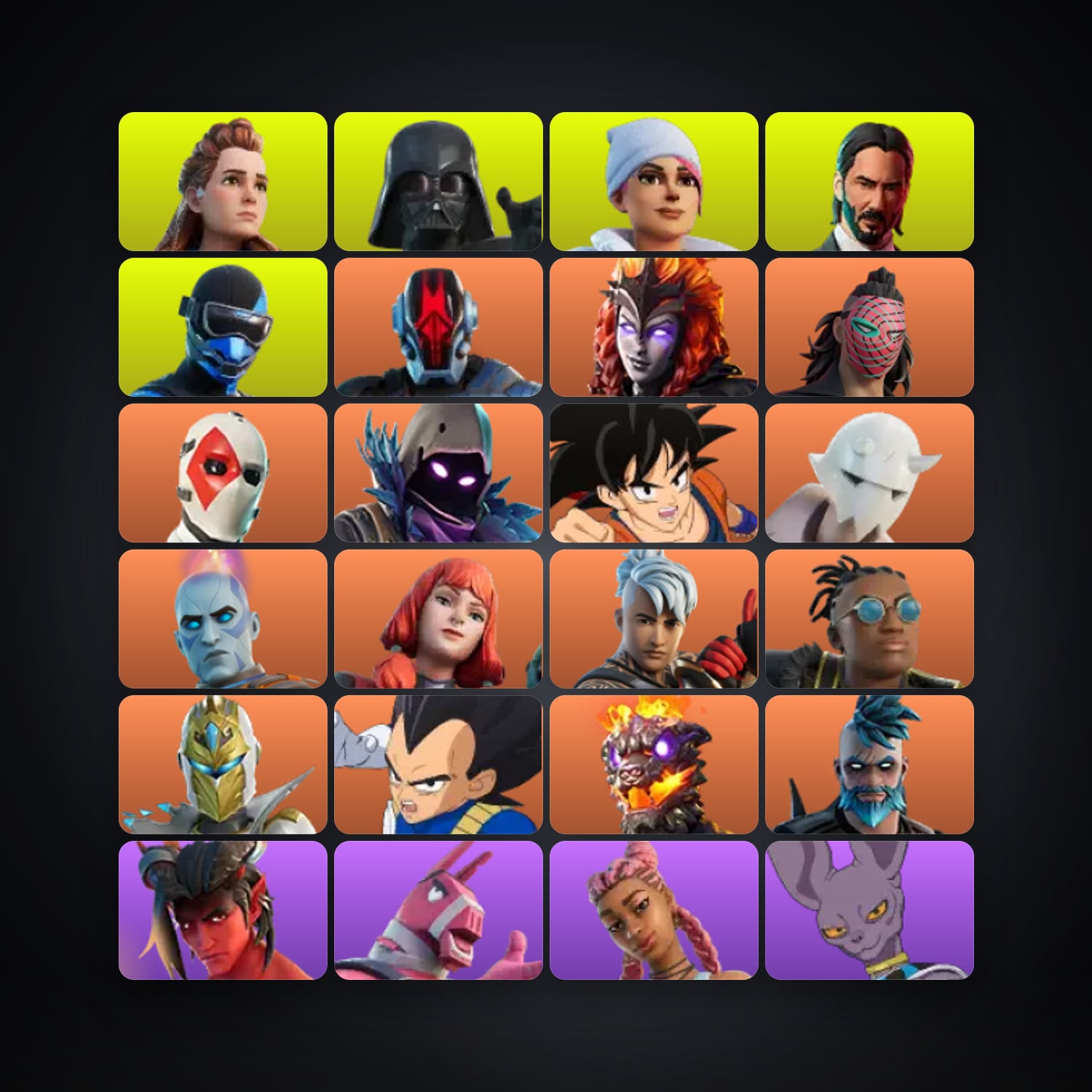 حساب فورتنايت Raven وAloy، اللوكر مليان 117 سكن، 300 فيبوكس، لفل 2884، 204 فوز — HabibiAccounts