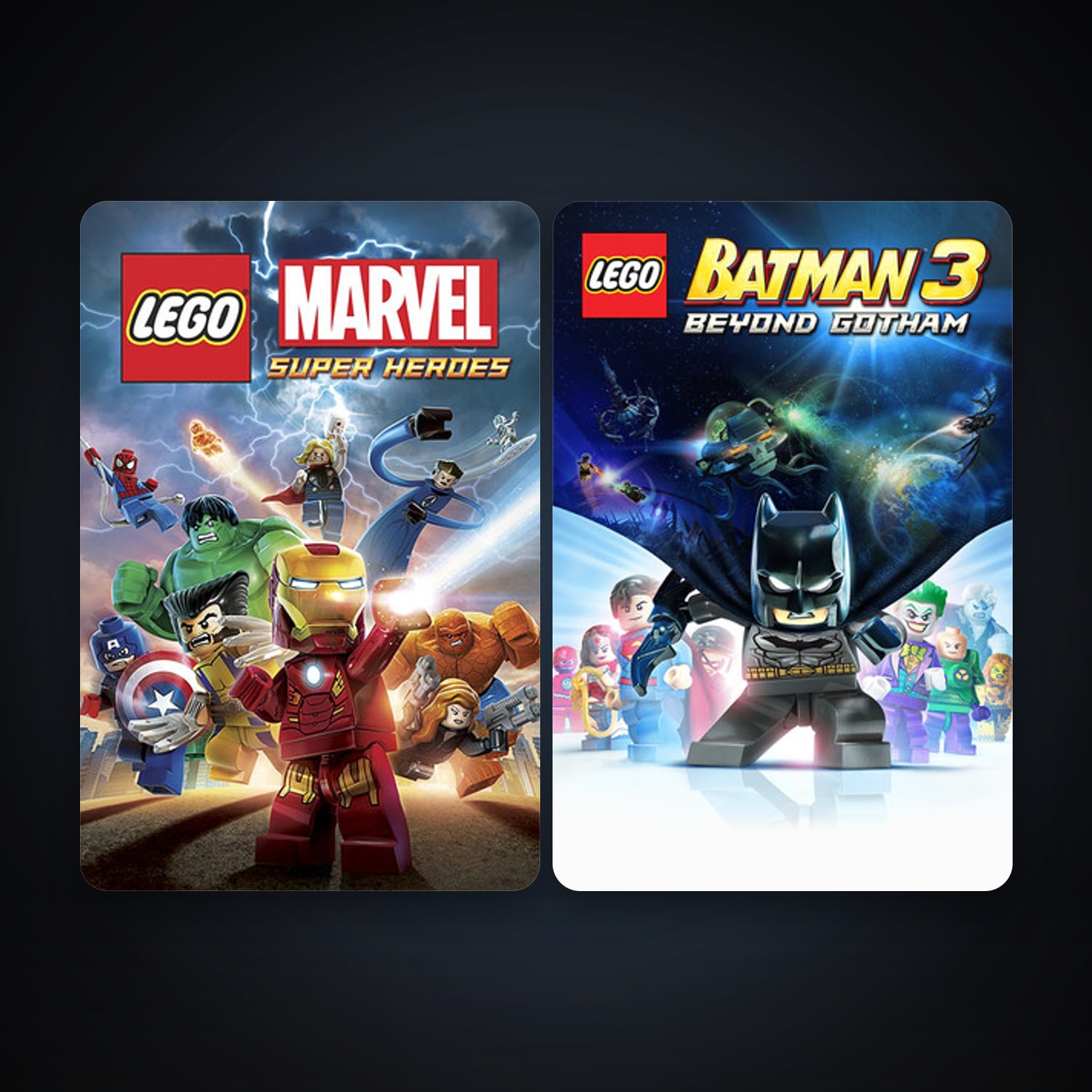 LEGO Marvel Super Heroes + LEGO Batman 3: Beyond Gotham, 2 games, clean — HabibiAccounts