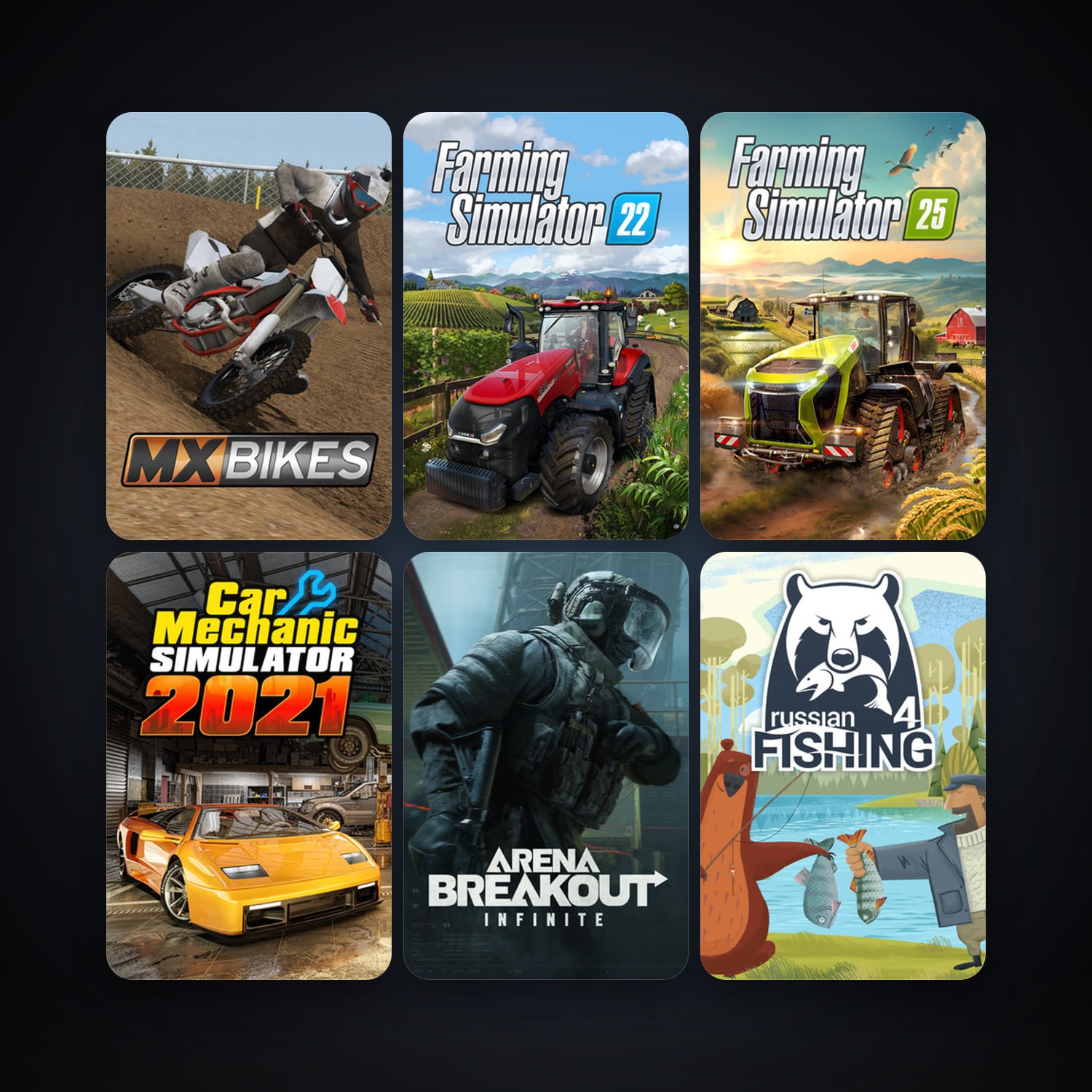 MX Bikes + Russian Fishing 4, 11 games, clean — HabibiAccounts