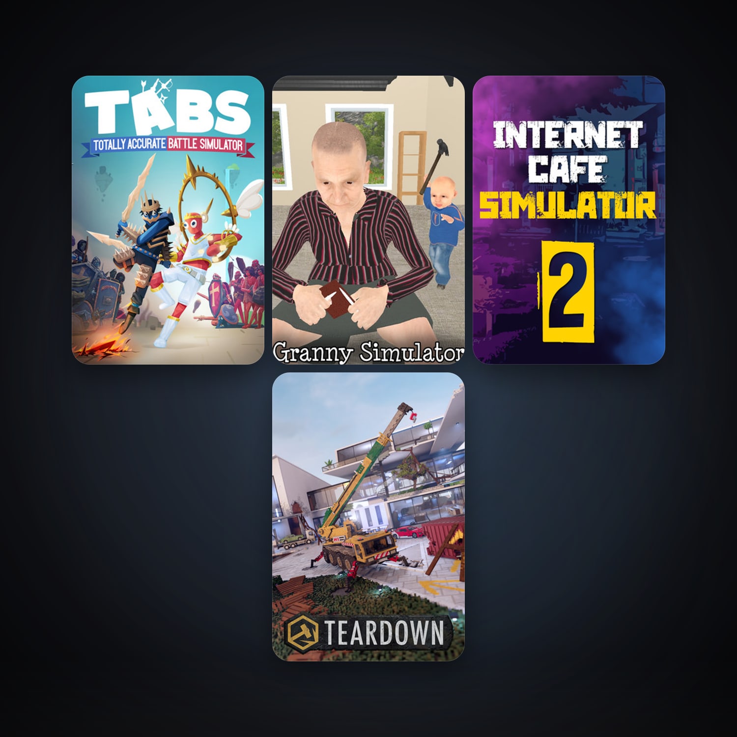 Totally Accurate Battle Simulator + Granny Simulator, 8 games, clean — HabibiAccounts