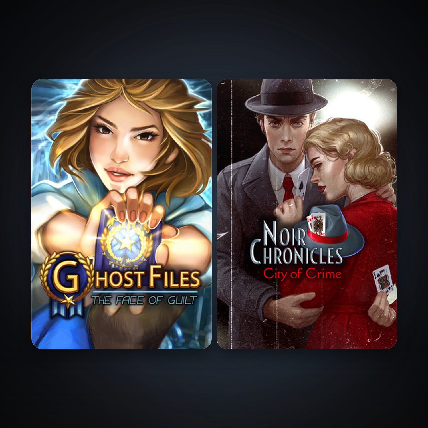 Ghost Files: The Face of Guilt + Noir Chronicles: City of Crime, 12 games, clean — HabibiAccounts