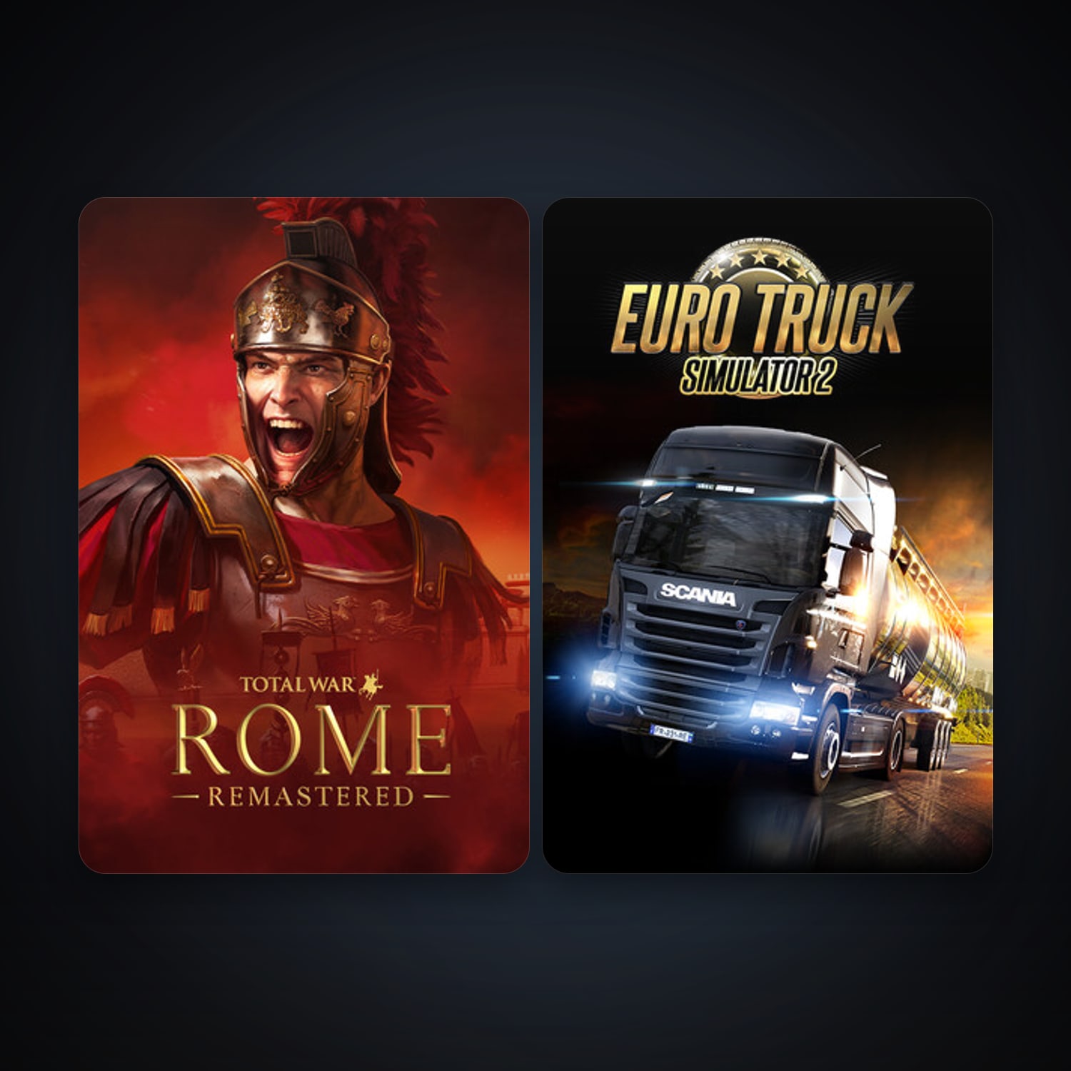 Euro Truck Simulator 2 + Total War: ROME REMASTERED, 5 games, clean — HabibiAccounts