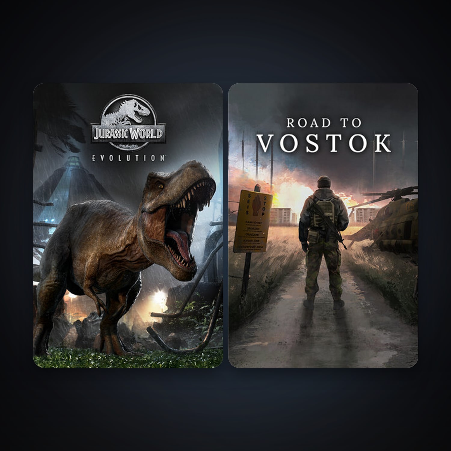 Jurassic World Evolution + Road to Vostok, 2 games, clean — HabibiAccounts