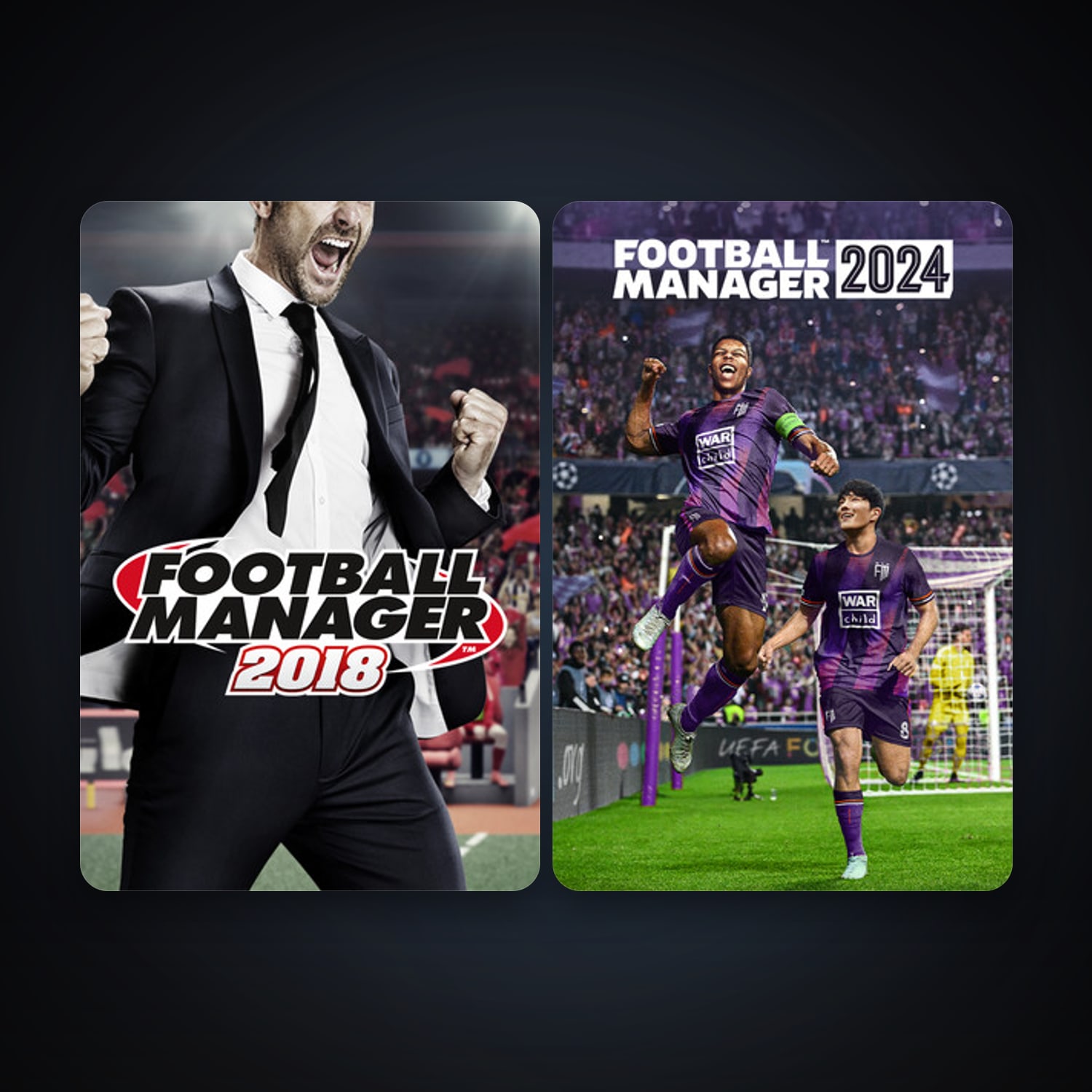 Football Manager 2018 + Football Manager 2024, 4 games, clean — HabibiAccounts