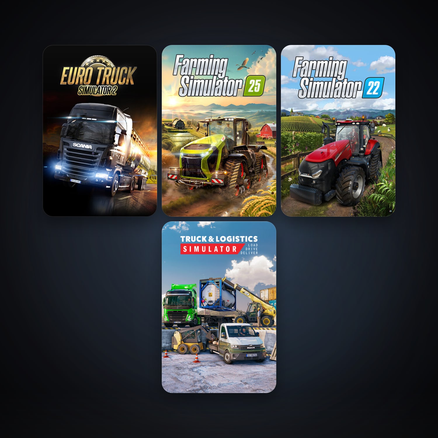 Euro Truck Simulator 2 + Truck and Logistics Simulator, 4 games, clean — HabibiAccounts