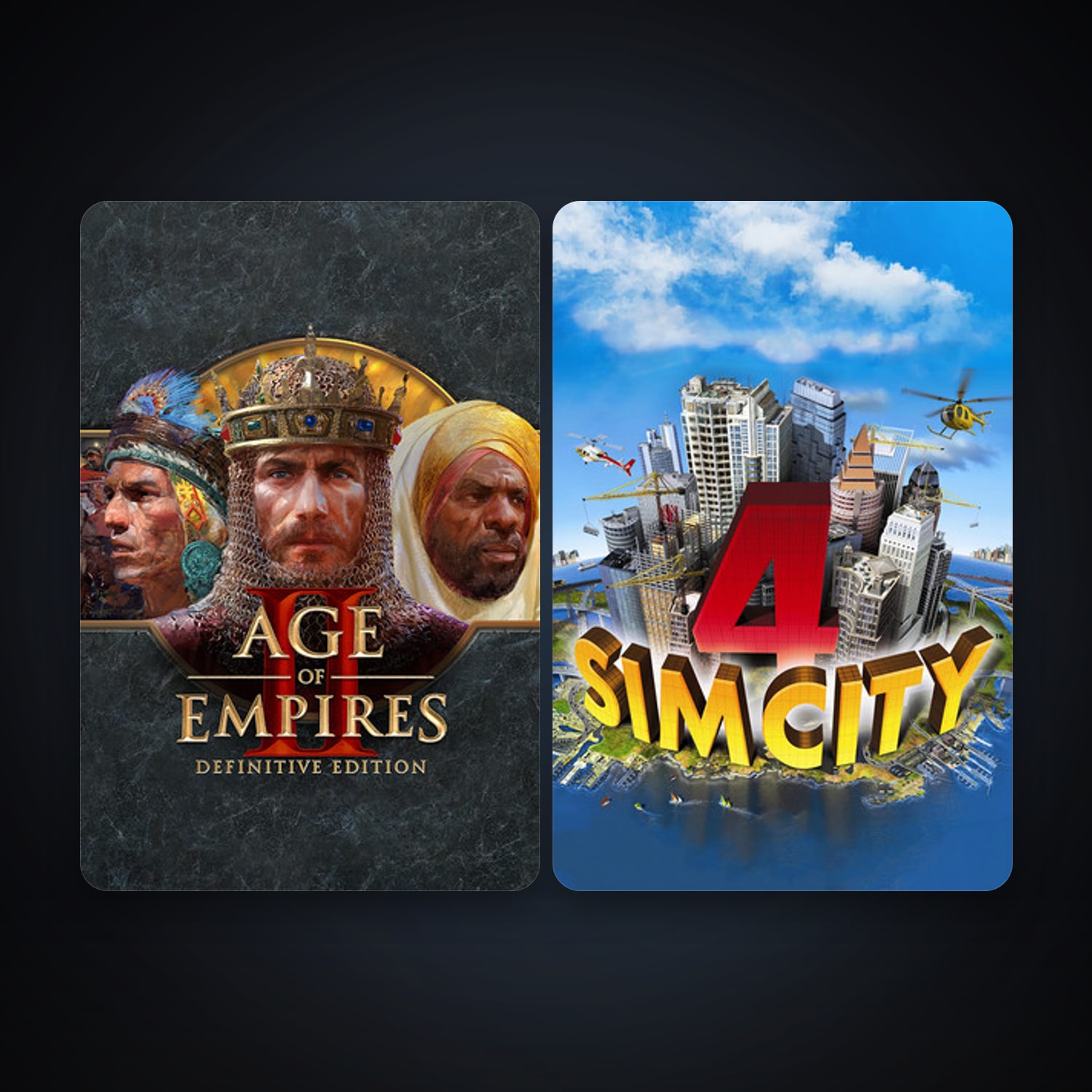 SimCity 4 Deluxe Edition + Age of Empires II: Definitive Edition, 3 games, clean — HabibiAccounts