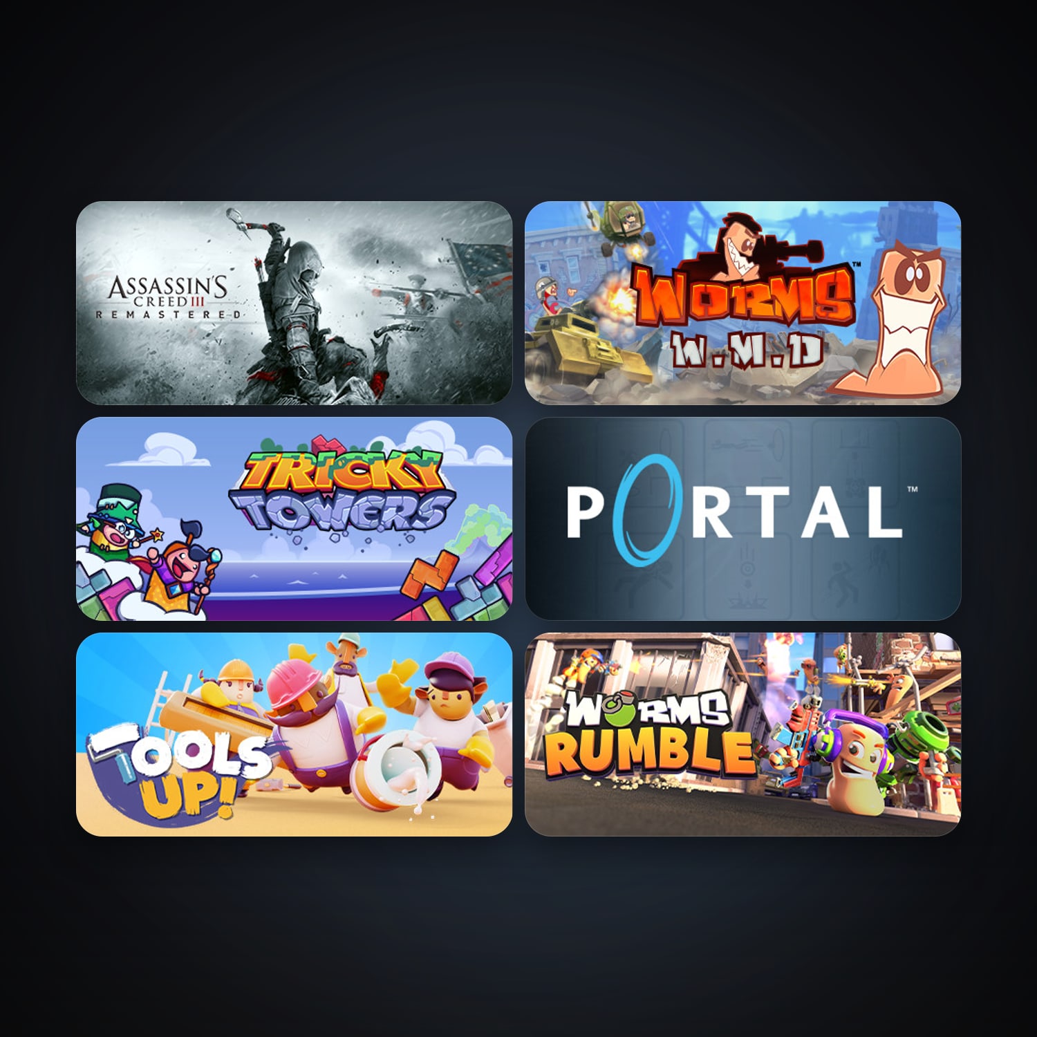 Portal + Worms W.M.D, 7 games, clean — HabibiAccounts