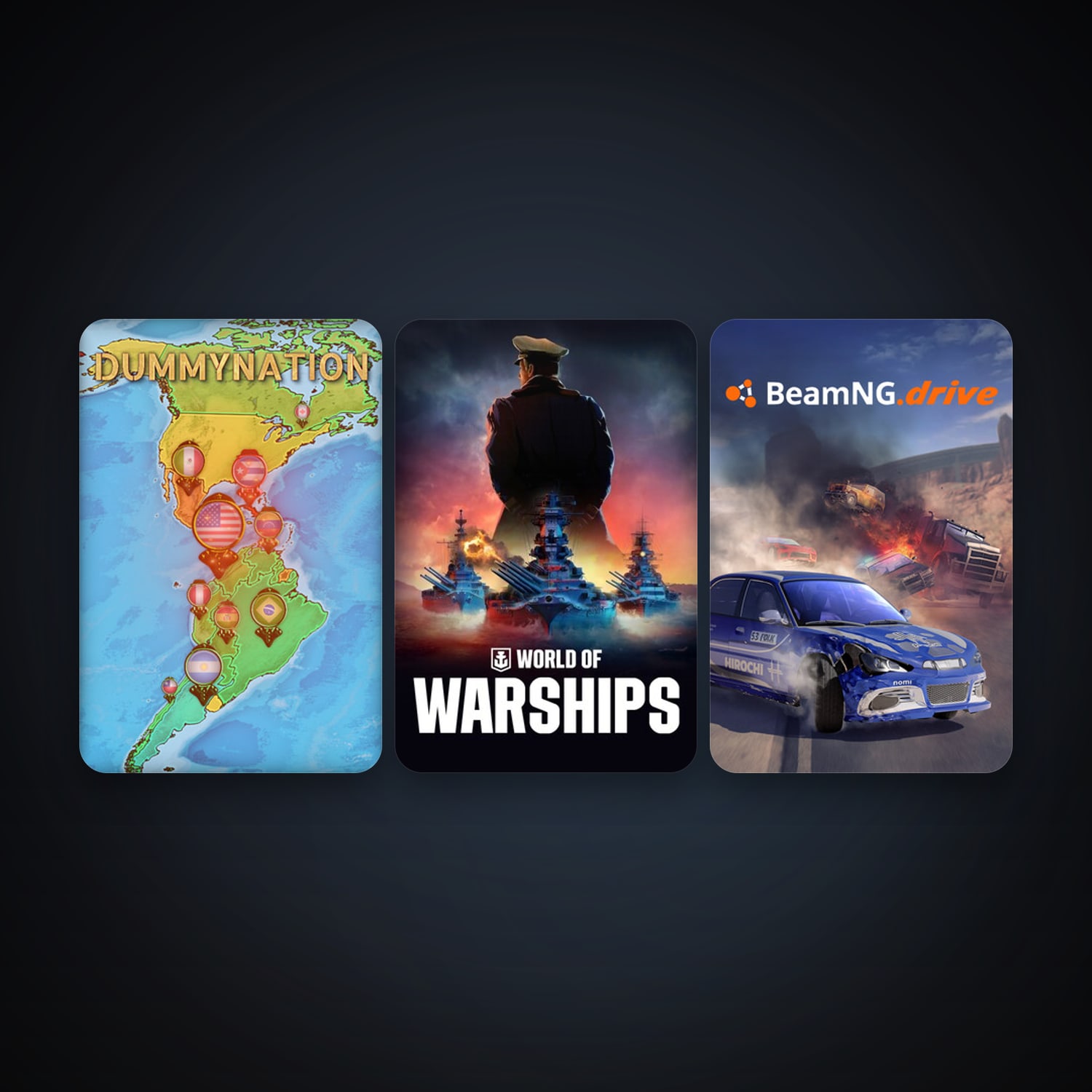 BeamNG.drive + World of Warships, 5 games, clean — HabibiAccounts
