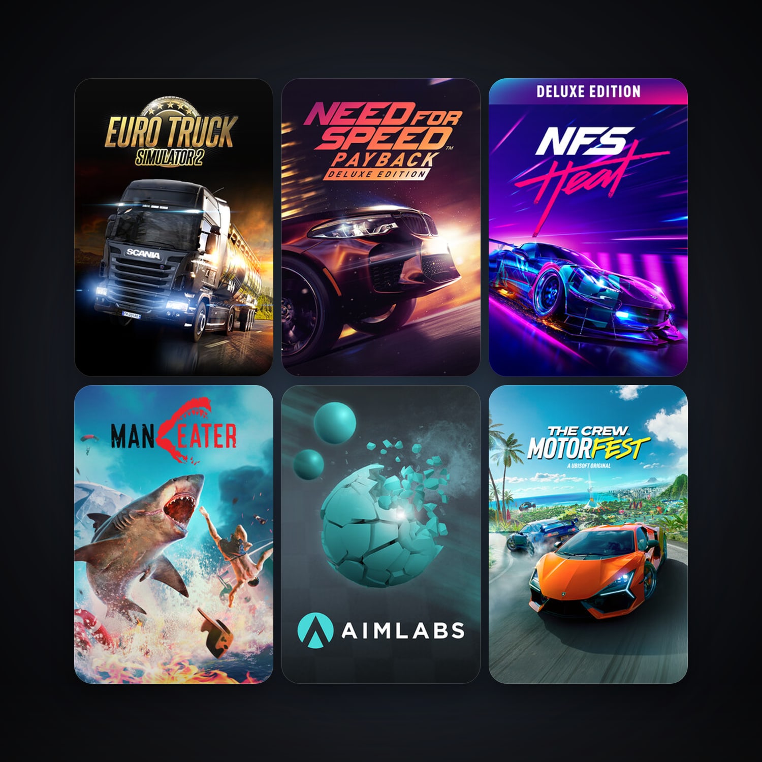Euro Truck Simulator 2 + Maneater, 16 games, clean — HabibiAccounts