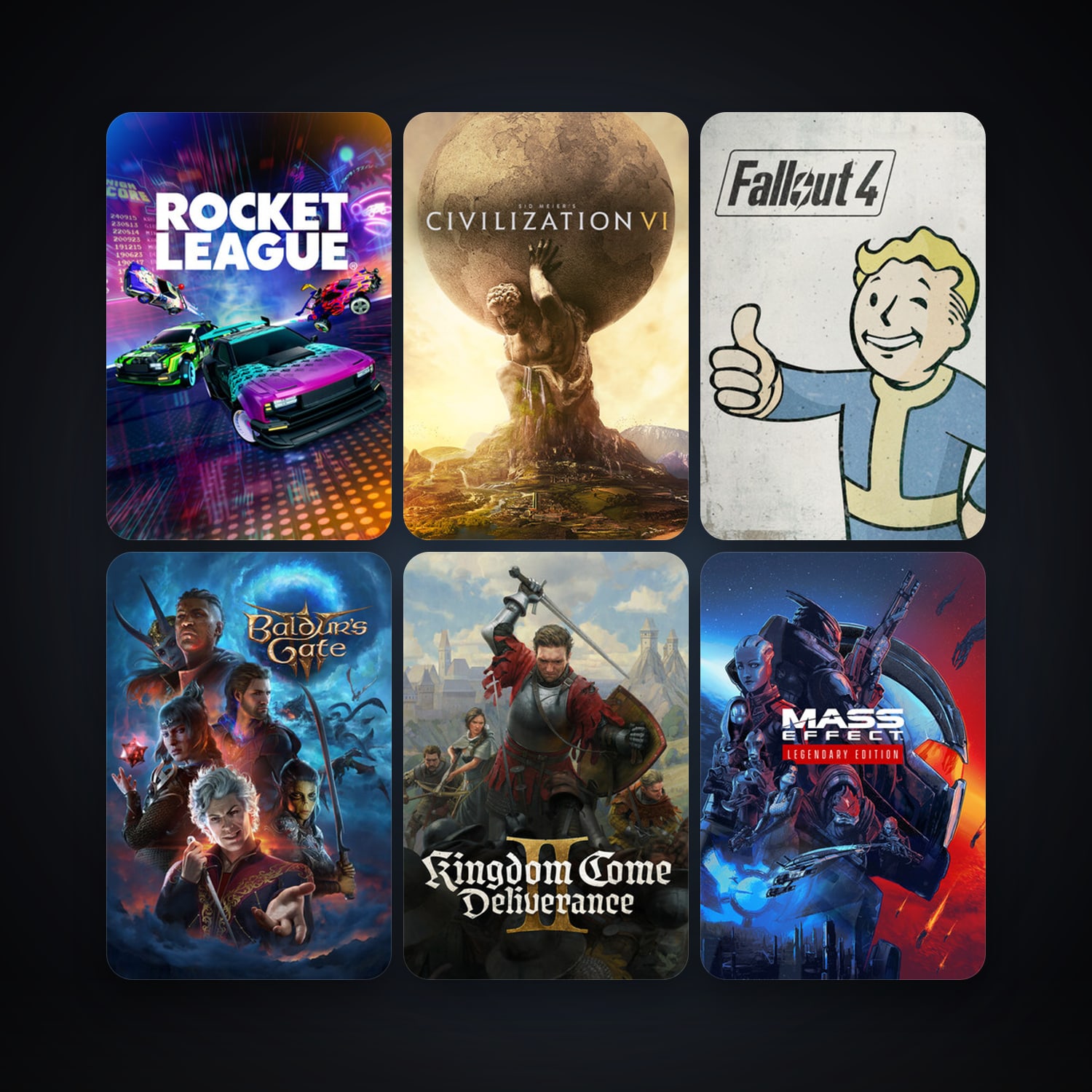 Rocket League + Sid Meier's Civilization VI, 74 games, Steam 10, clean — HabibiAccounts