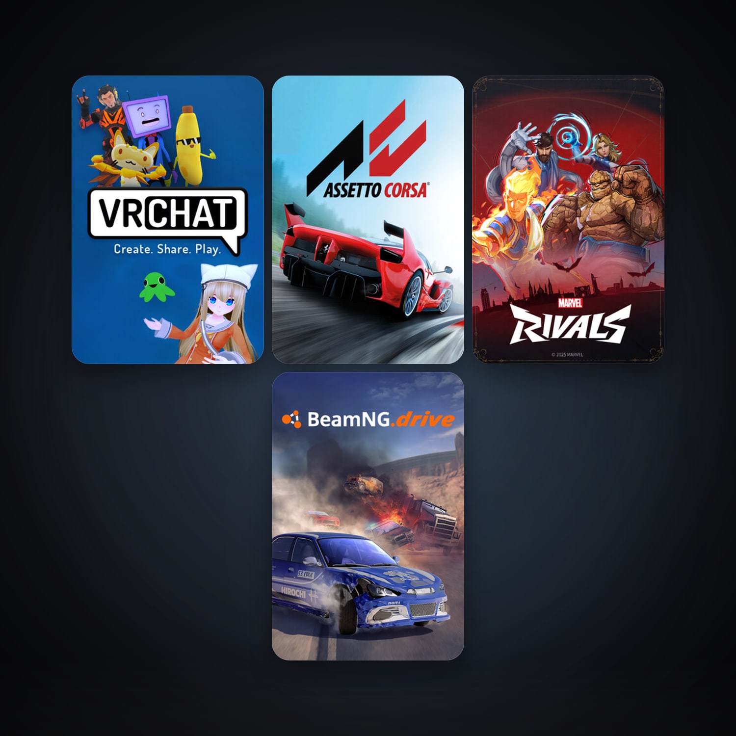 Assetto Corsa + BeamNG.drive, 9 games, clean — HabibiAccounts