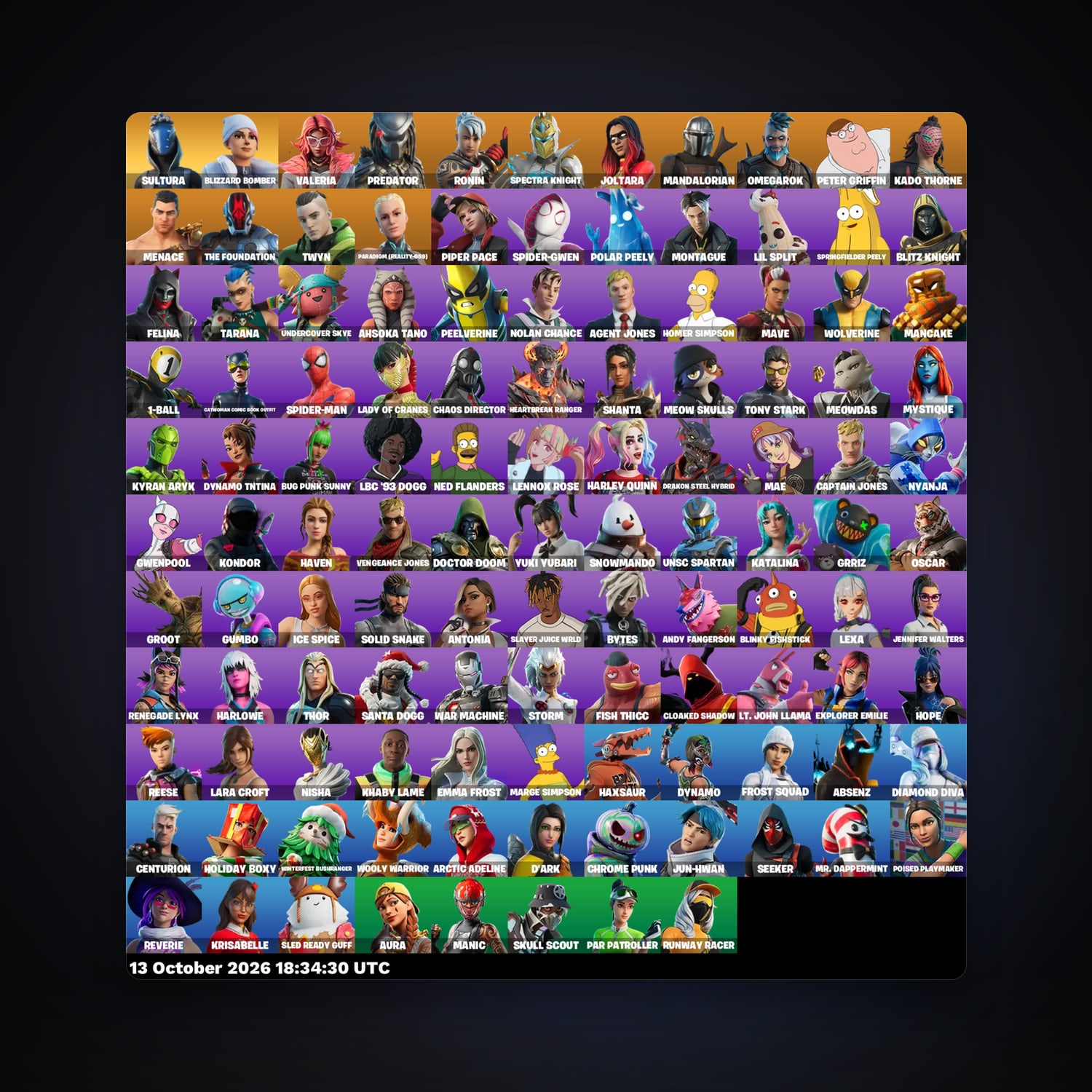 Fortnite account with Valeria & Predator — 118 skins — 150 V-Bucks — lvl 2166 — HabibiAccounts
