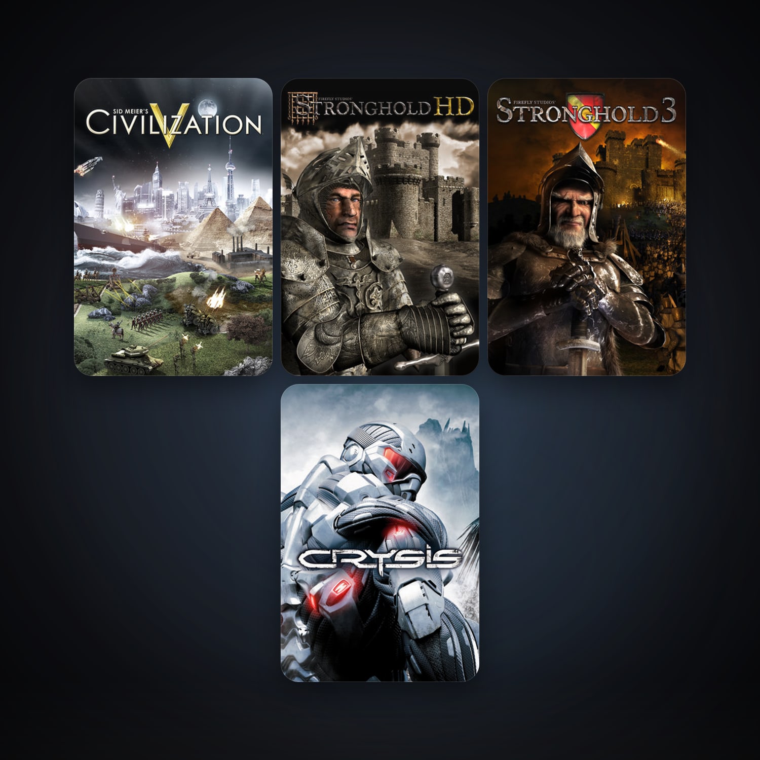 Sid Meier's Civilization V + Crysis, 5 games, clean — HabibiAccounts