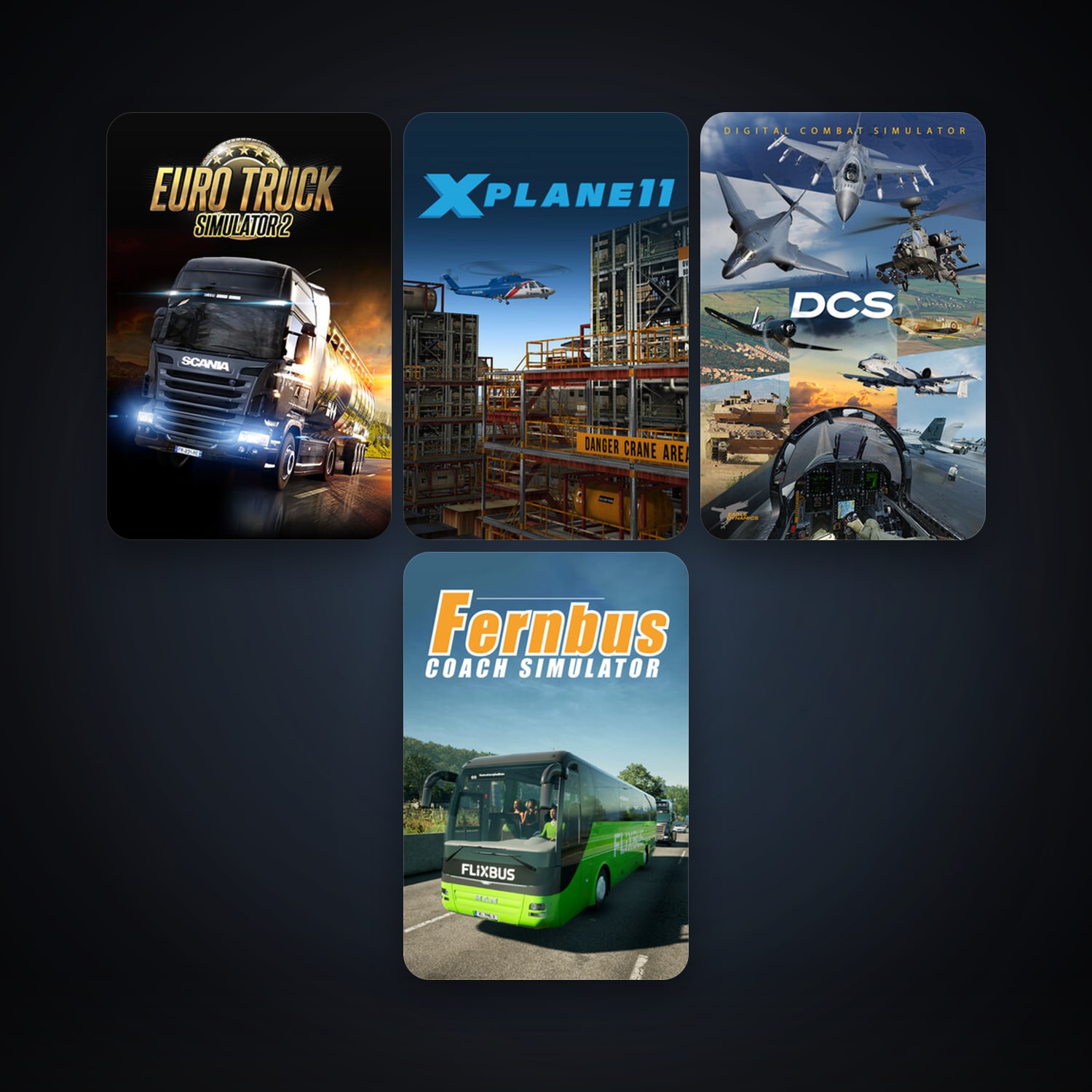 DCS World Steam Edition + Euro Truck Simulator 2, 6 games, clean — HabibiAccounts