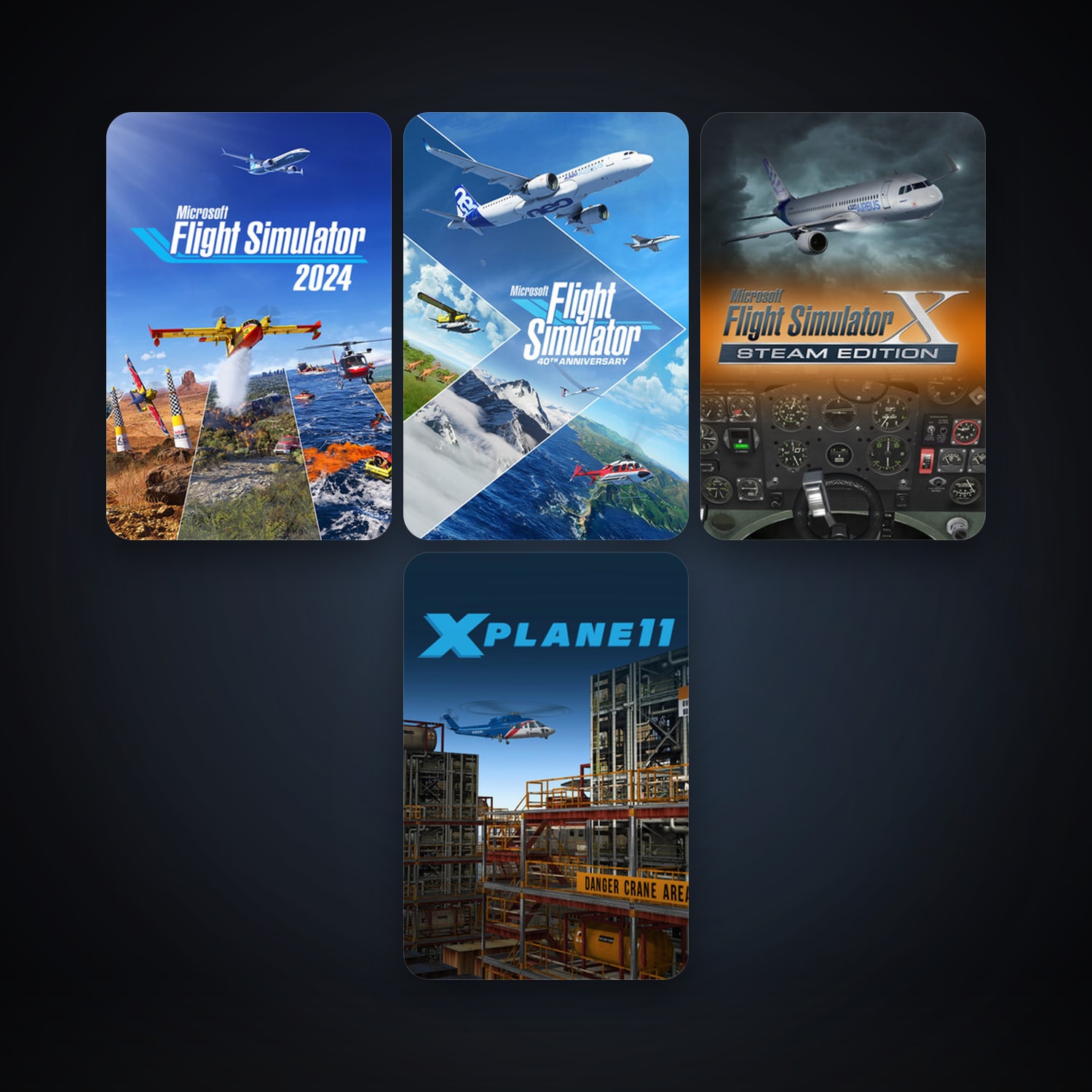 X-Plane 11 + Microsoft Flight Simulator X: Steam Edition, 4 games, clean — HabibiAccounts