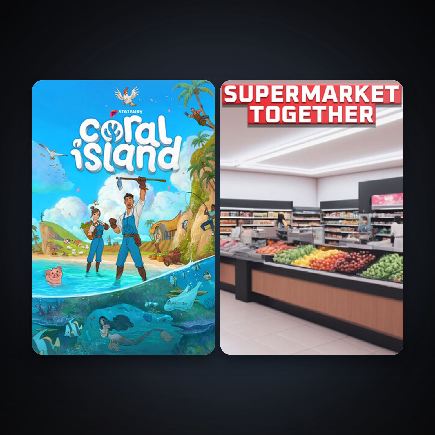 Steam account: Coral Island + Supermarket Together, 2 games, clean — HabibiAccounts