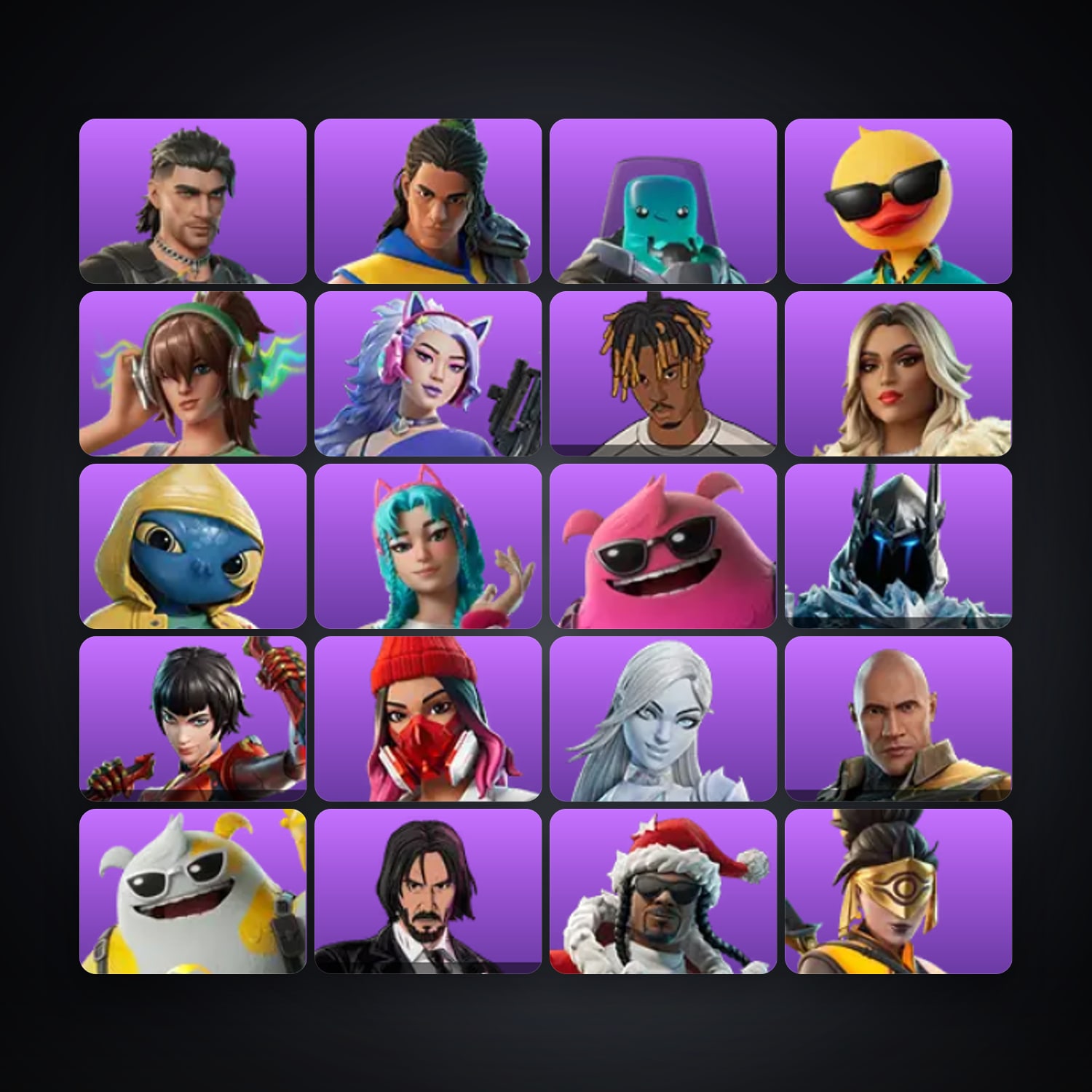 حساب فورتنايت Slayer Juice WRLD وWolfe، لوكر 24 سكن، 700 فيبوكس، لفل 442، 80 فوز — HabibiAccounts