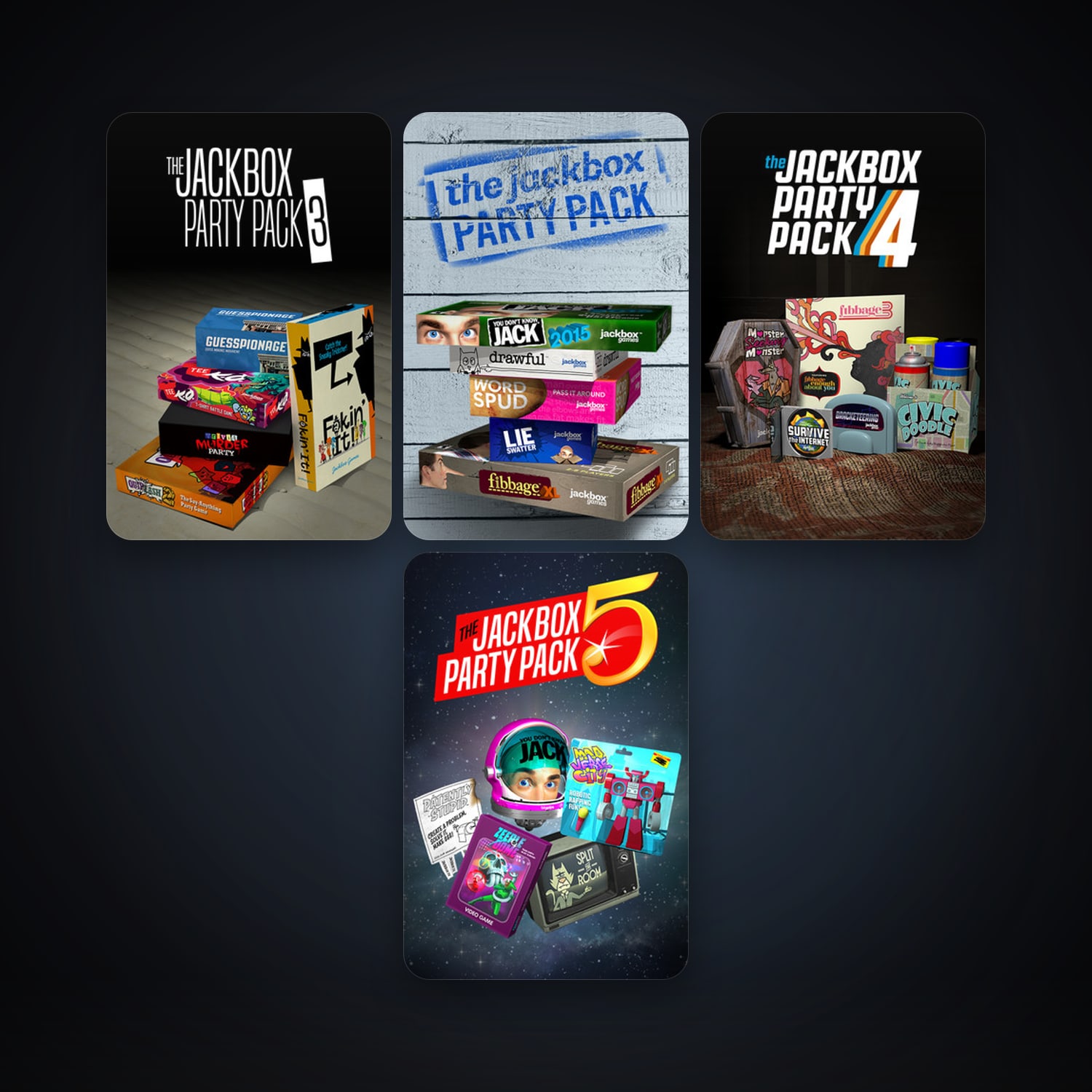 The Jackbox Party Pack + The Jackbox Party Pack 2, 5 games, clean — HabibiAccounts