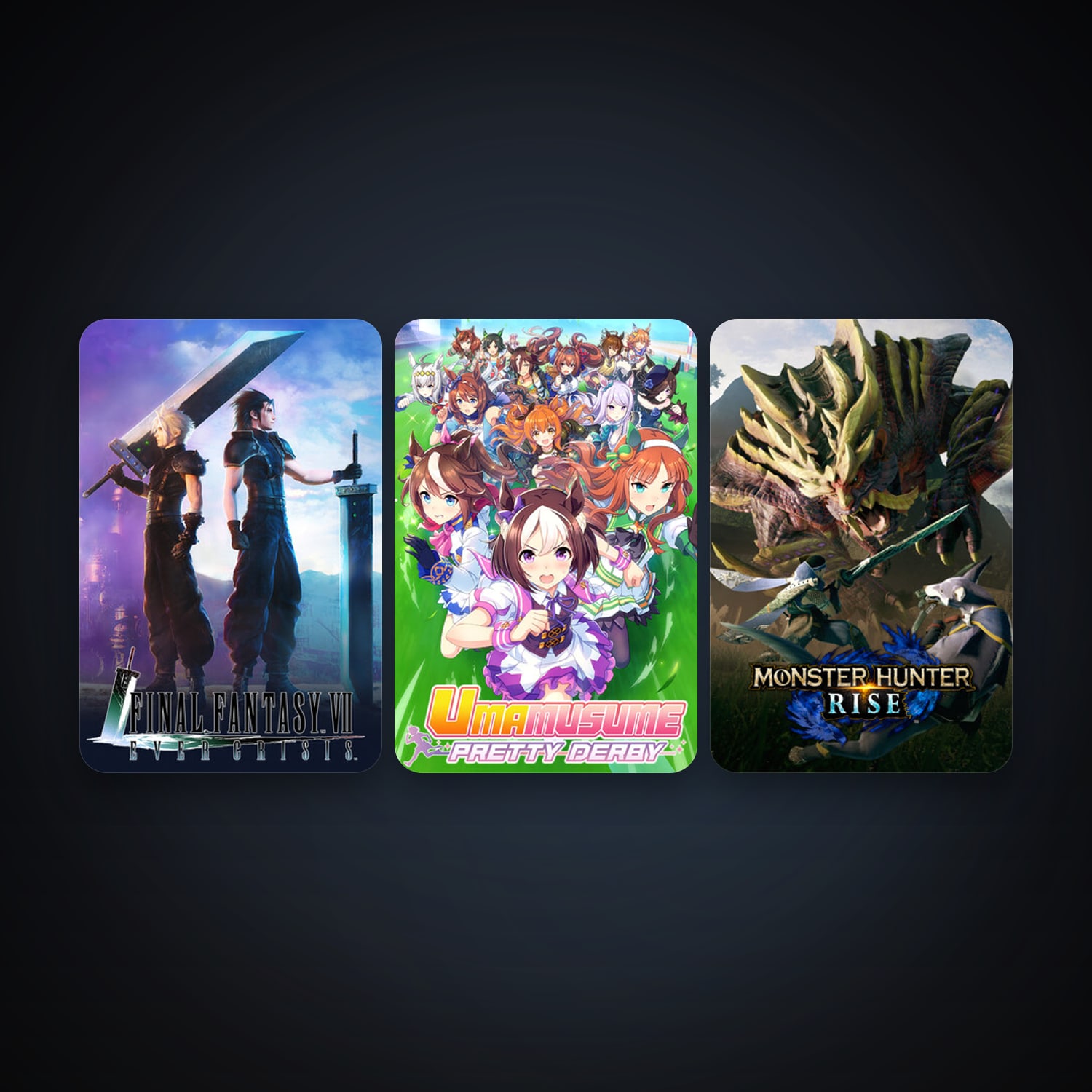 MONSTER HUNTER RISE + FINAL FANTASY VII EVER CRISIS, 5 games, clean — HabibiAccounts