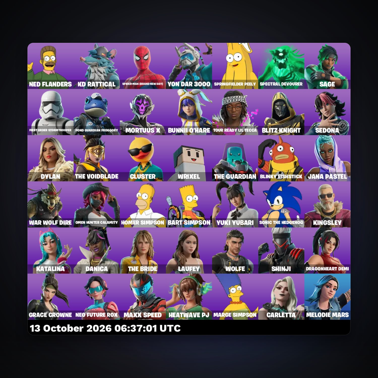 Fortnite account with Ned Flanders & KD Rattical — 42 skins — 100 V-Bucks — lvl 223 — HabibiAccounts