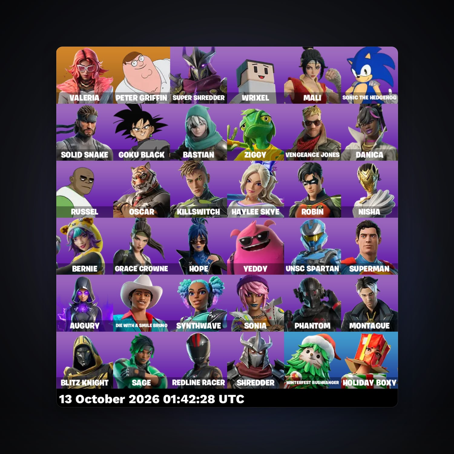 Fortnite account with Valeria & Peter Griffin — 36 skins — 700 V-Bucks — lvl 354 — HabibiAccounts