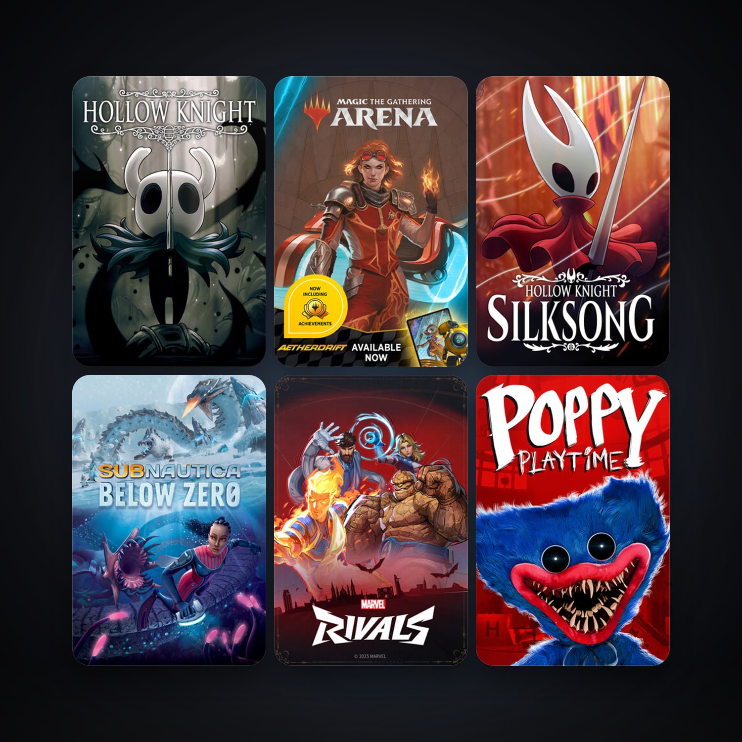Hollow Knight + Subnautica: Below Zero, 8 games, clean — HabibiAccounts