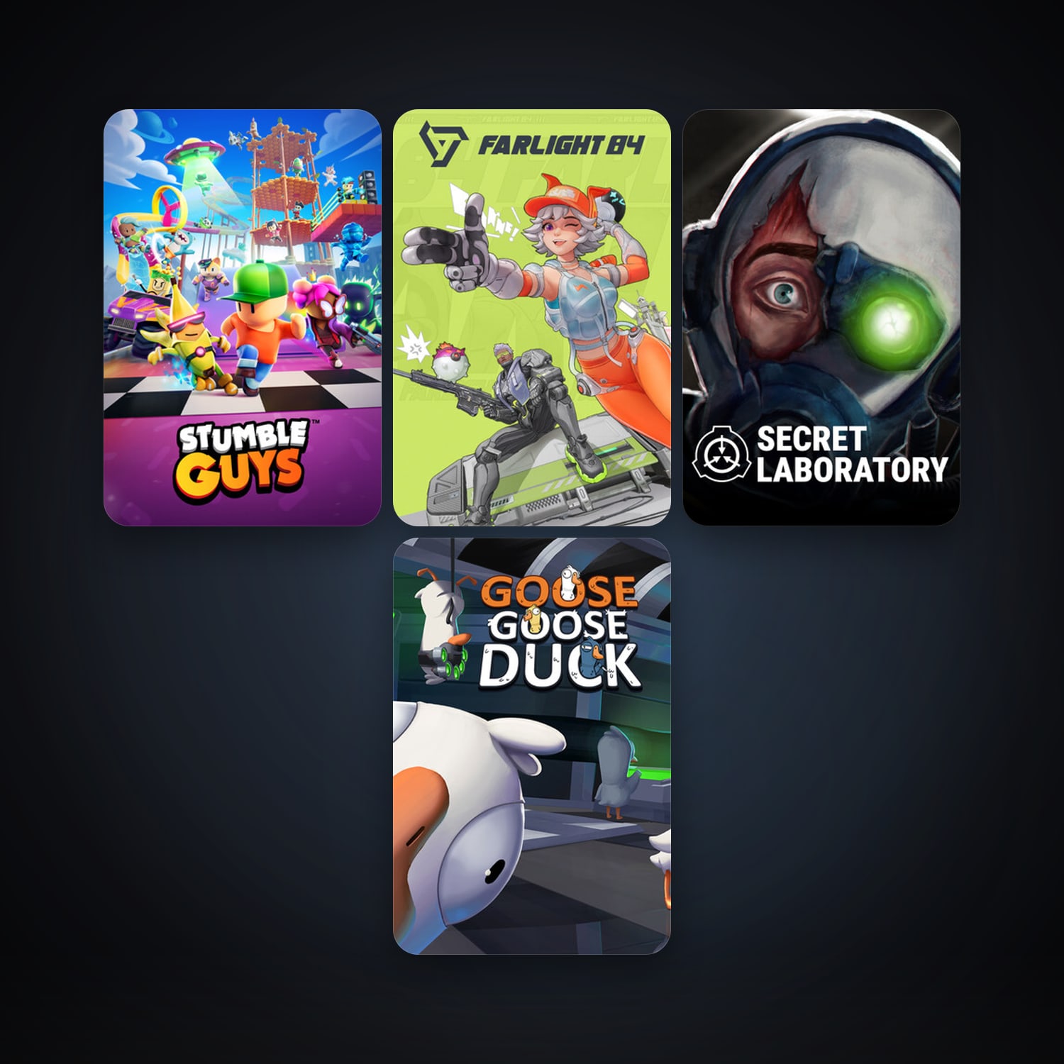 SCP: Secret Laboratory + Goose Goose Duck, 8 games, clean — HabibiAccounts