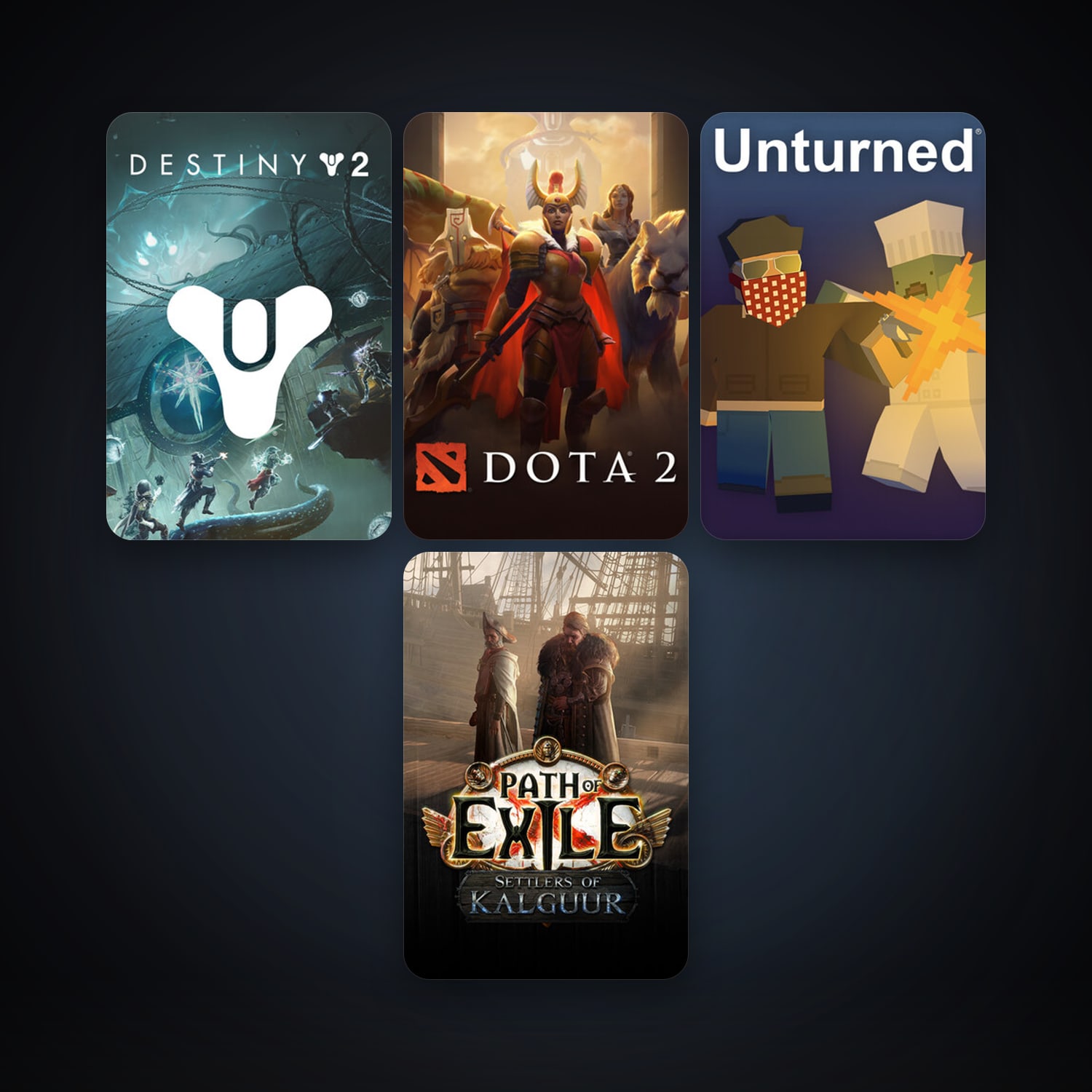 Dota 2 + Path of Exile, 8 games, clean — HabibiAccounts