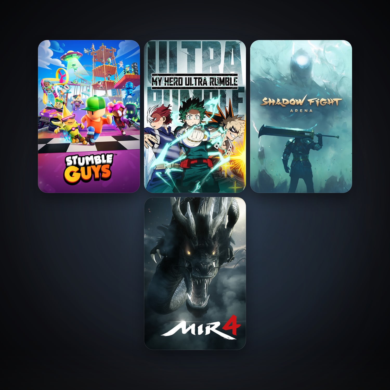 Shadow Fight Arena + MY HERO ULTRA RUMBLE, 7 games, clean — HabibiAccounts