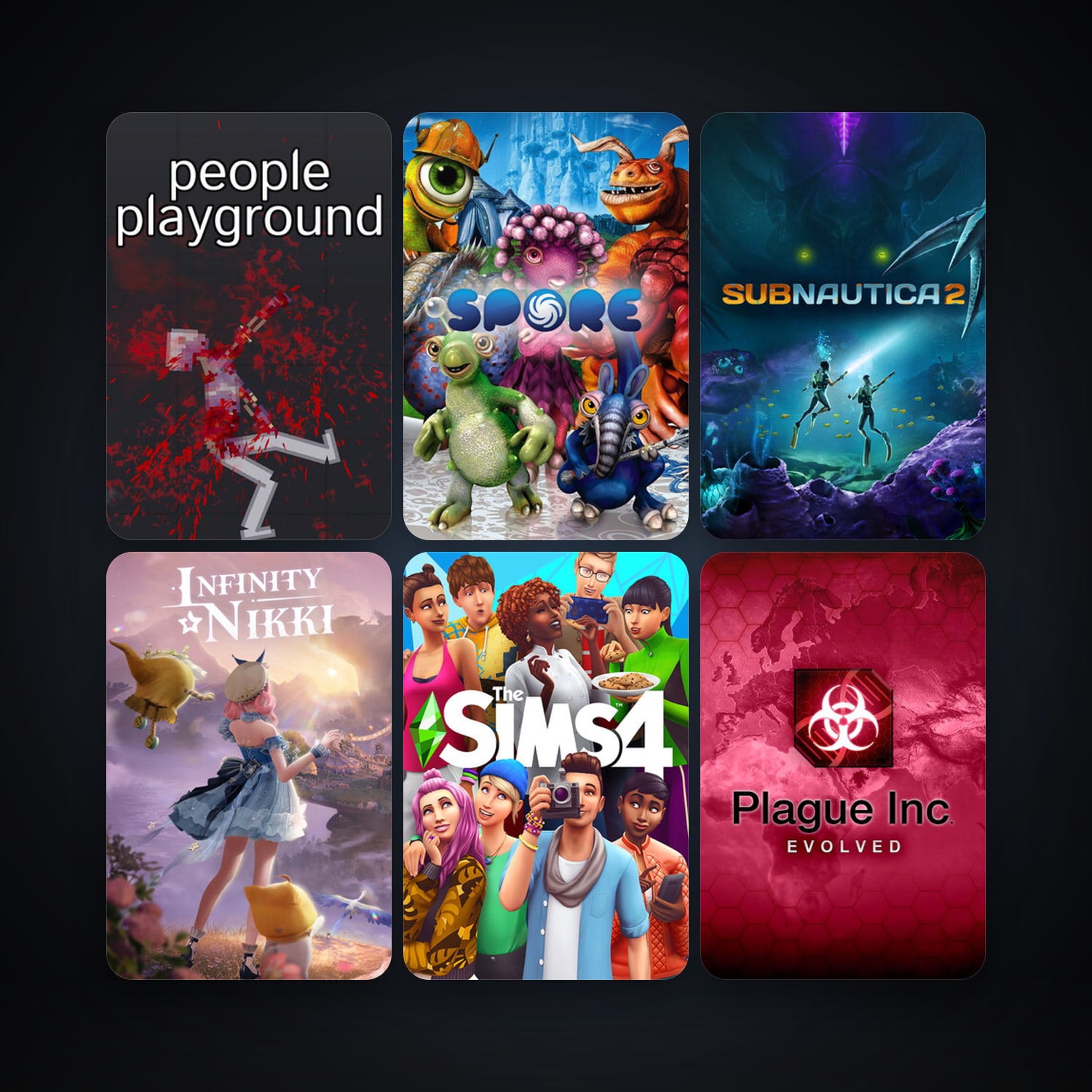 SPORE + Plague Inc: Evolved, 13 games, clean — HabibiAccounts
