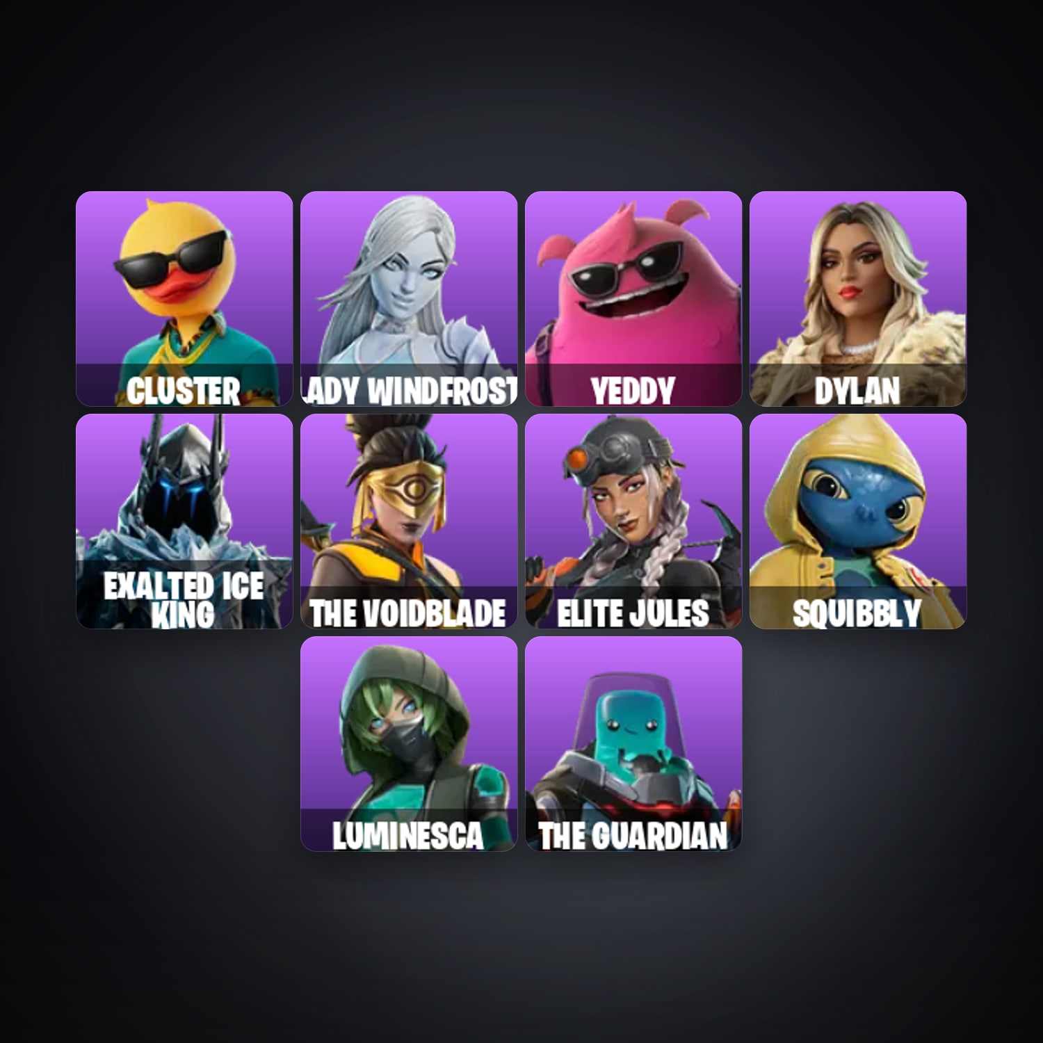 Fortnite account with Cluster & Lady Windfrost — 14 skins — 200 V-Bucks — lvl 158 — HabibiAccounts