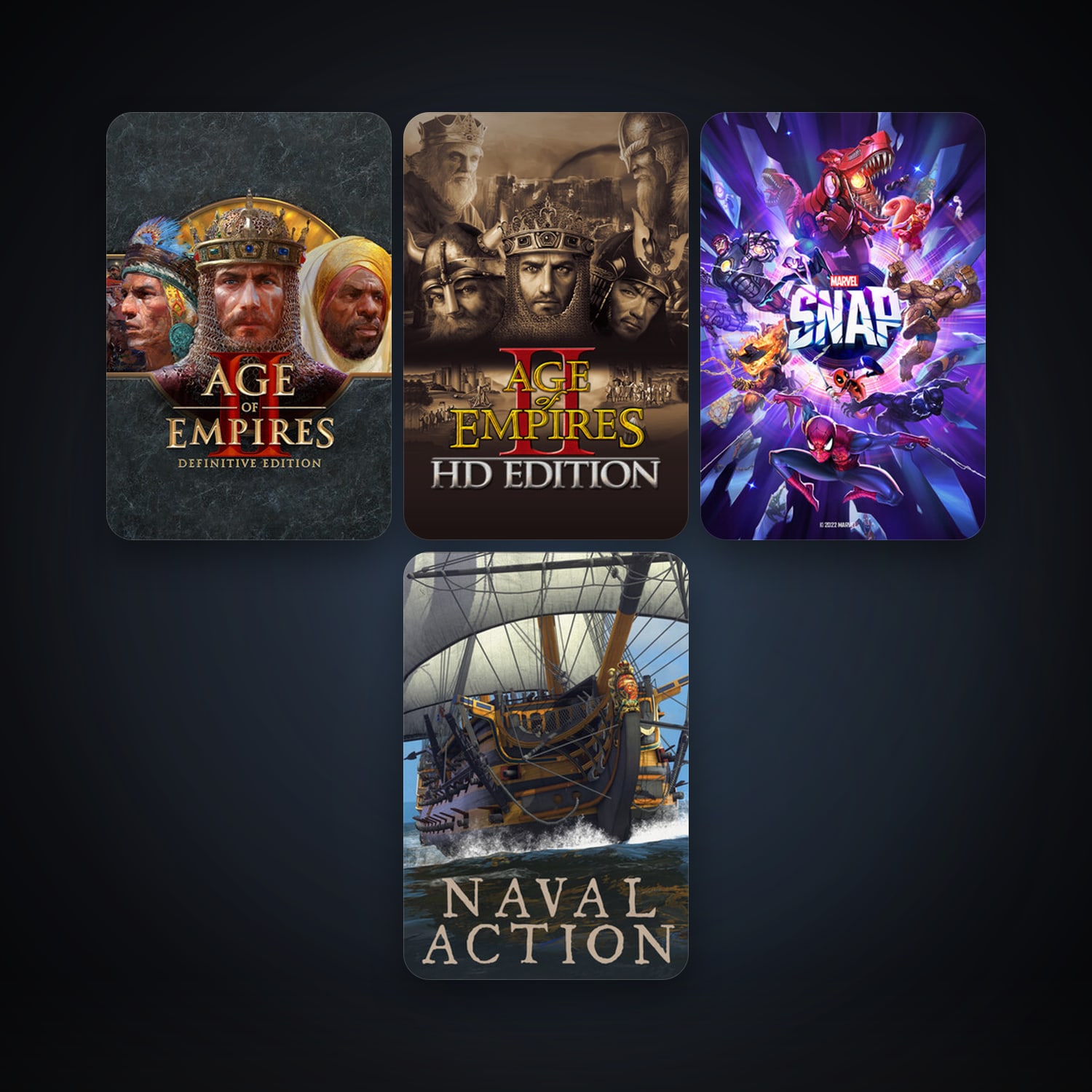 Age of Empires II + Naval Action, 5 games, clean — HabibiAccounts