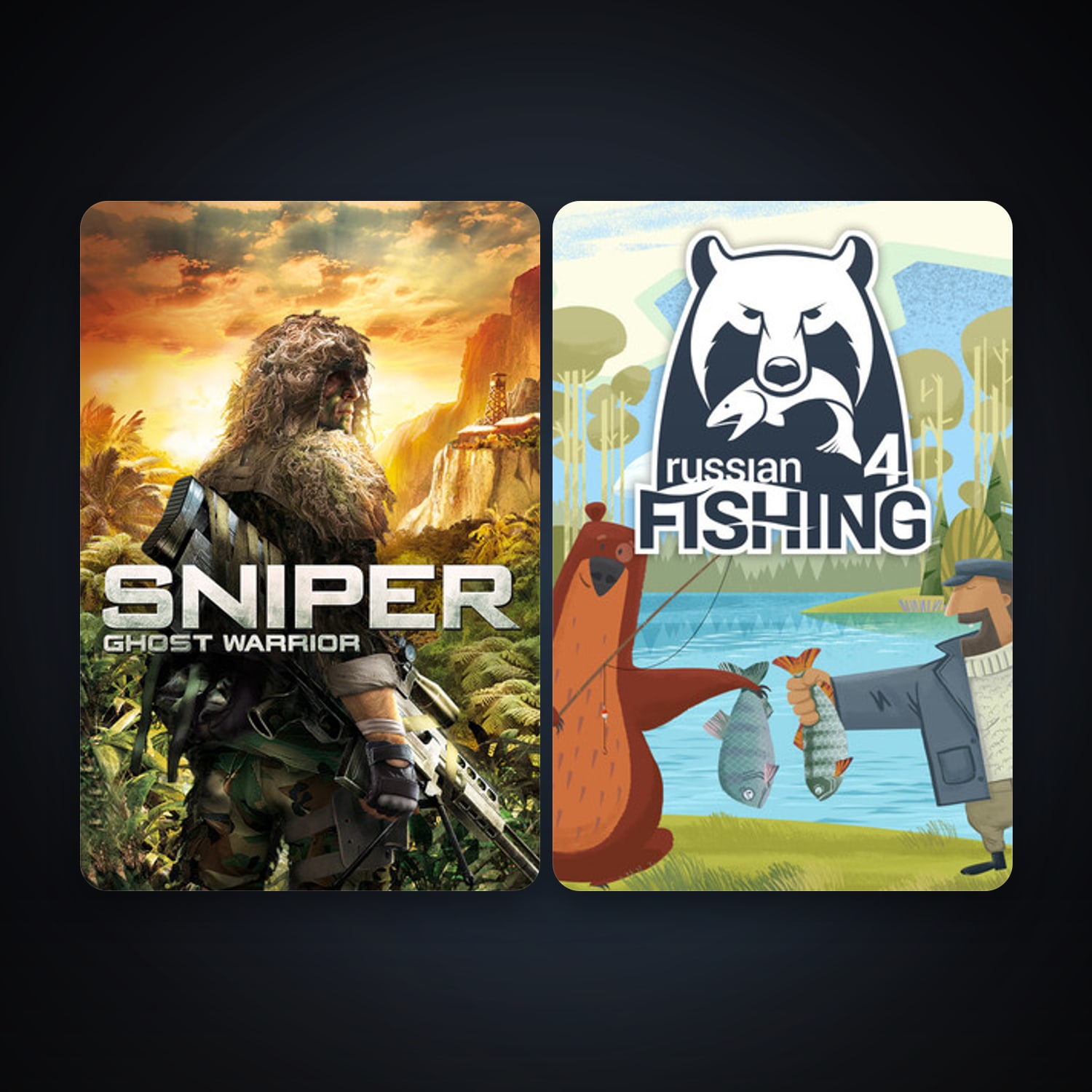 Sniper: Ghost Warrior + Russian Fishing 4, 2 games, clean — HabibiAccounts