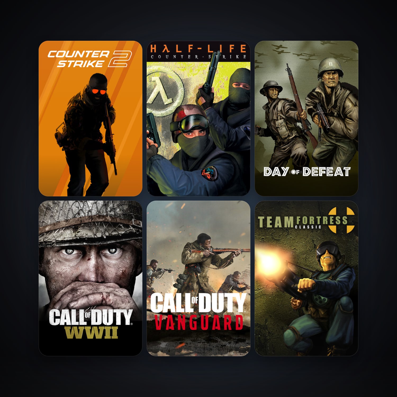 Counter-Strike + Team Fortress Classic, 18 games, Steam 12, clean — HabibiAccounts