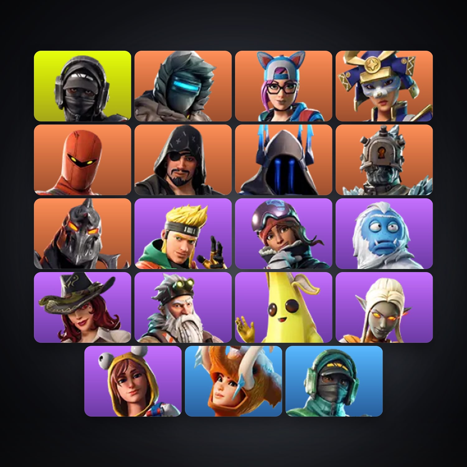 Fortnite account with Peely & Stealth Reflex — 19 skins — 100 V-Bucks — lvl 363 — HabibiAccounts