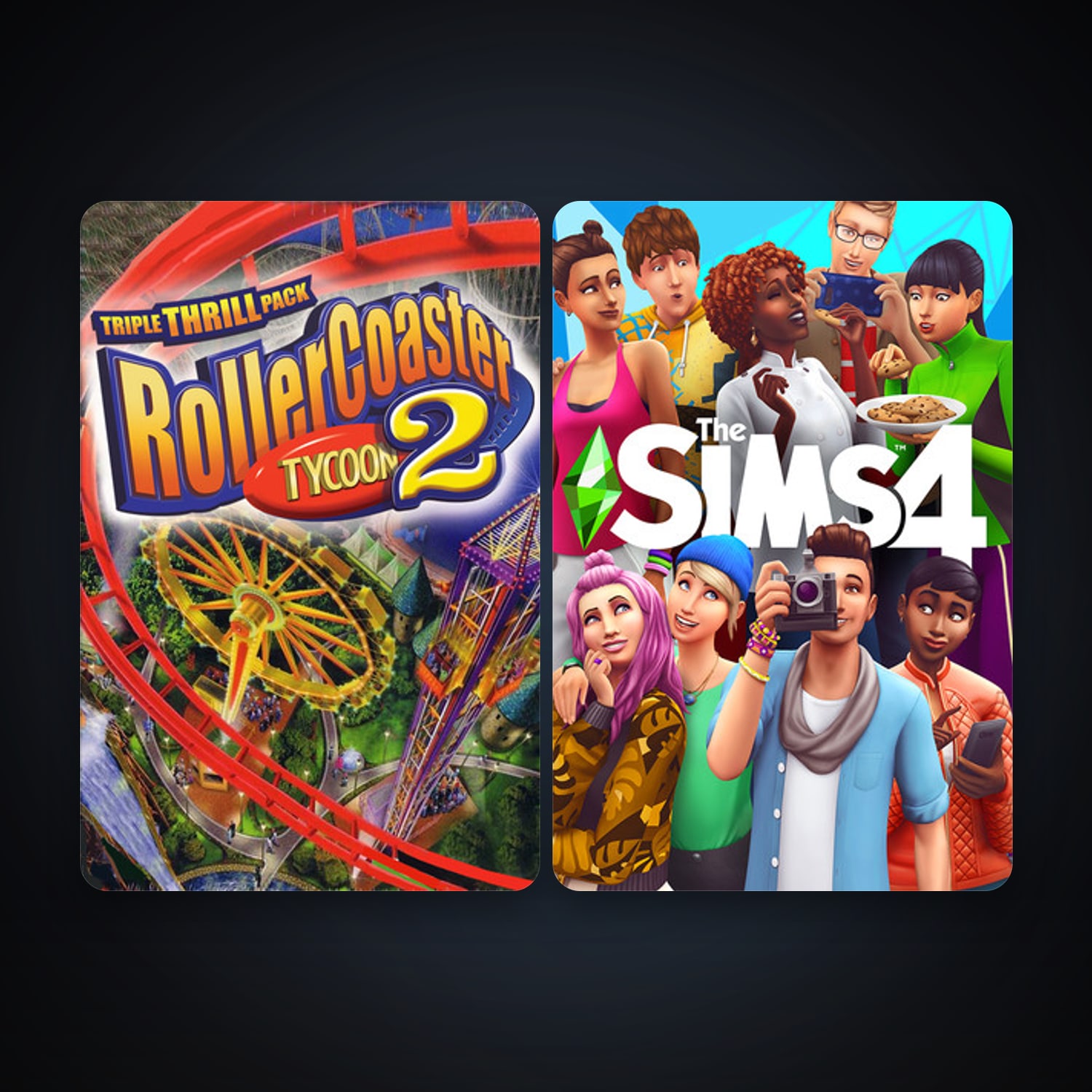 RollerCoaster Tycoon 2: Triple Thrill Pack + The Sims 4, 2 games, clean — HabibiAccounts