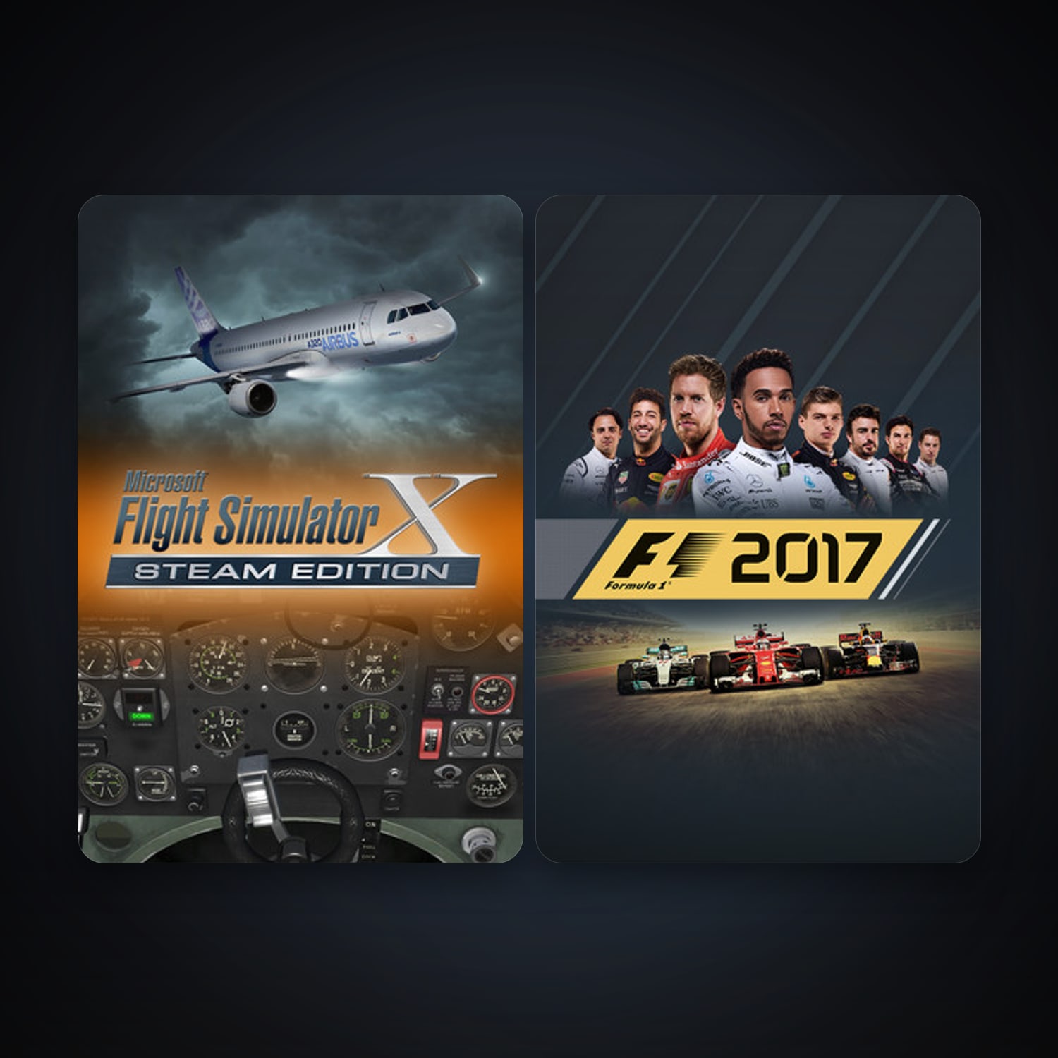 Microsoft Flight Simulator X: Steam Edition + F1 2017, 3 games, clean — HabibiAccounts