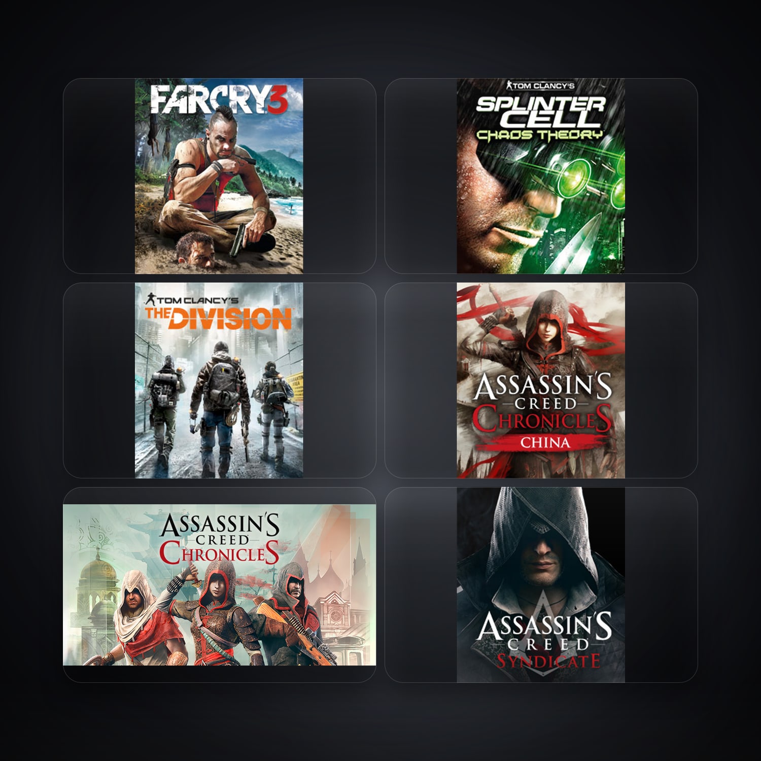 Ubisoft Far Cry 3 Deluxe Edition + Tom Clancy's Splinter Cell Chaos Theory — PH — 10 games — HabibiAccounts