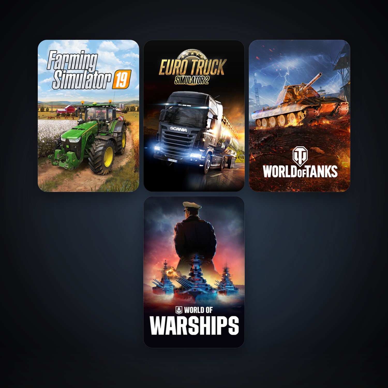 Euro Truck Simulator 2 + World of Warships, 4 games, clean — HabibiAccounts