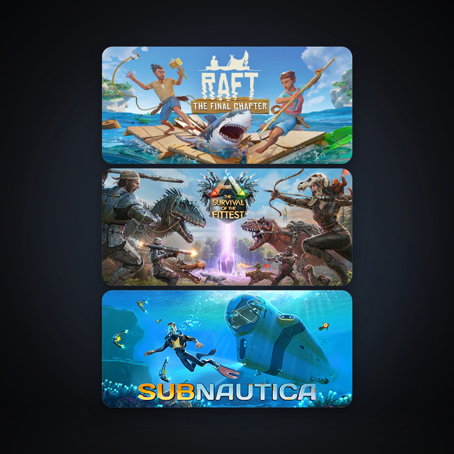 Subnautica + ARK: The Survival Of The Fittest, 4 games, clean — HabibiAccounts