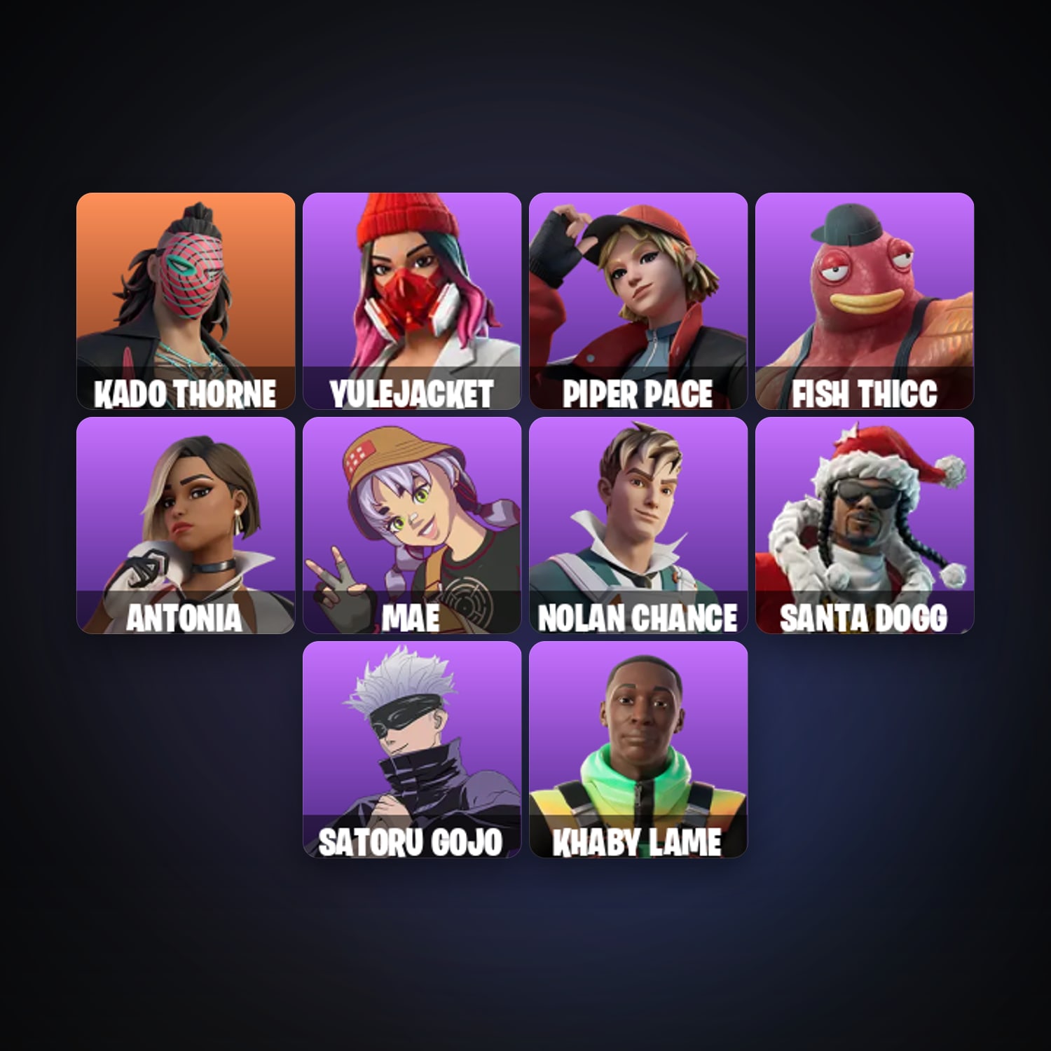 Fortnite account with Kado Thorne & Yulejacket — 12 skins — 200 V-Bucks — lvl 531 — HabibiAccounts