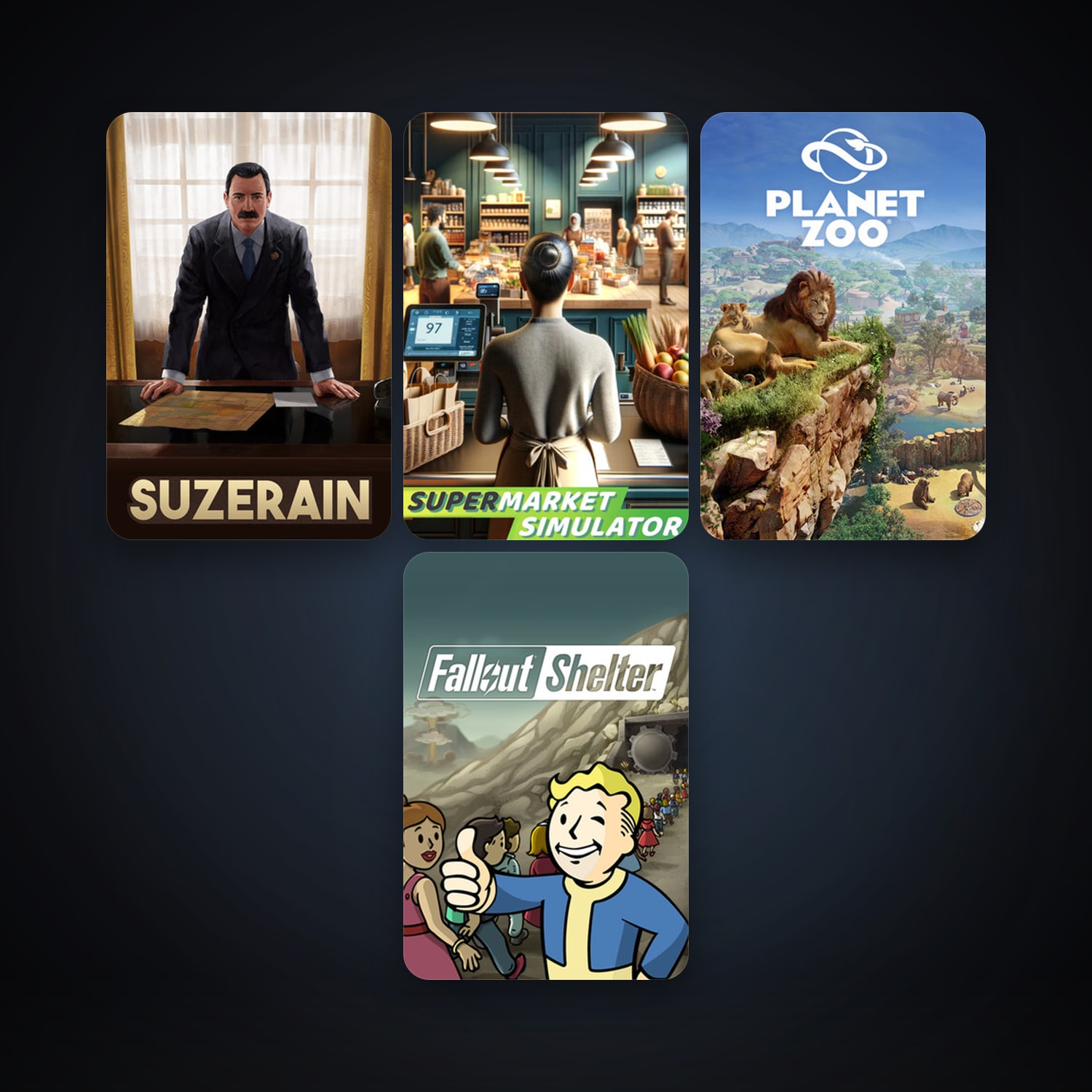 Fallout Shelter + Planet Zoo, 6 games, clean — HabibiAccounts