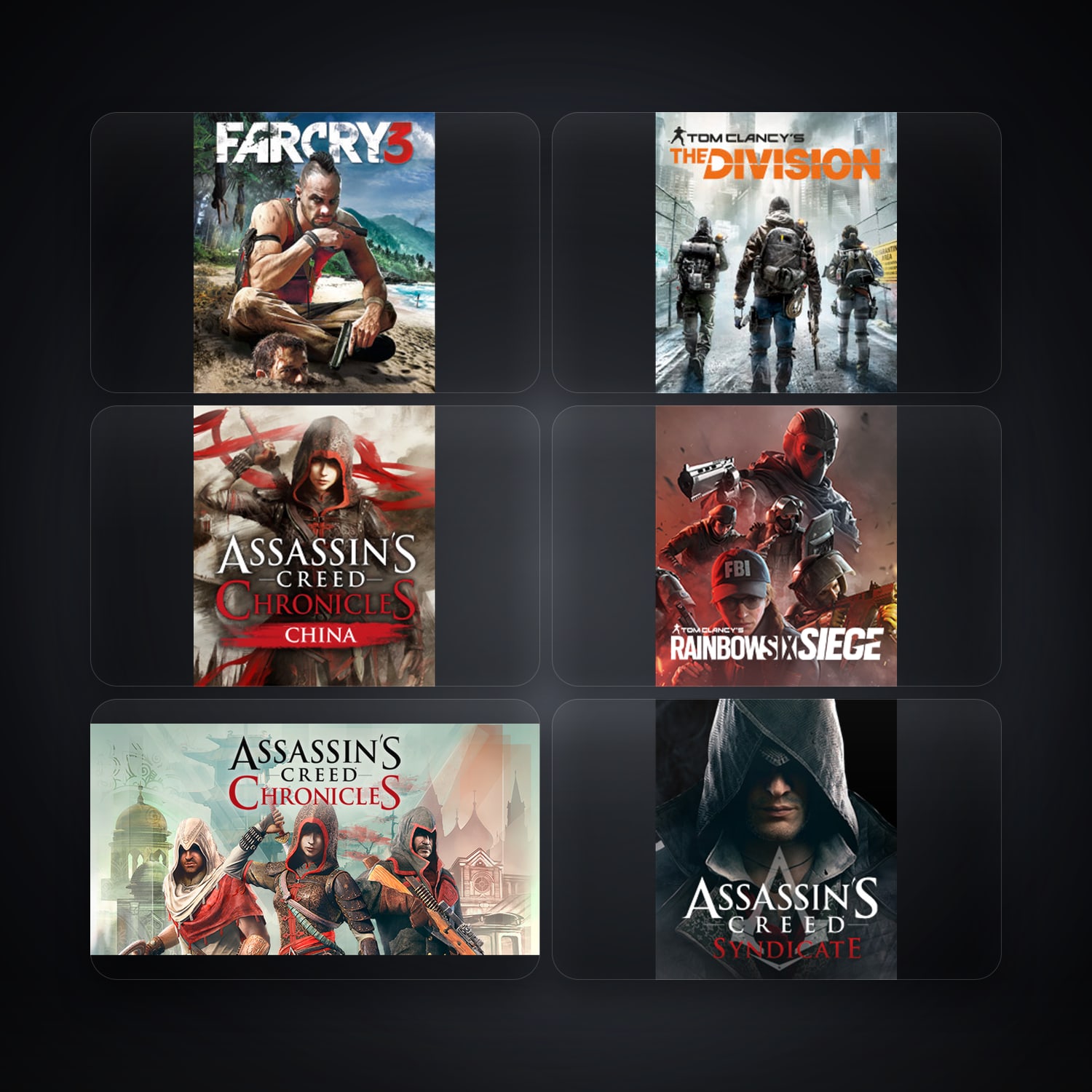 Ubisoft Far Cry 3 Deluxe Edition + Tom Clancy's The Division — RU — 12 games — HabibiAccounts