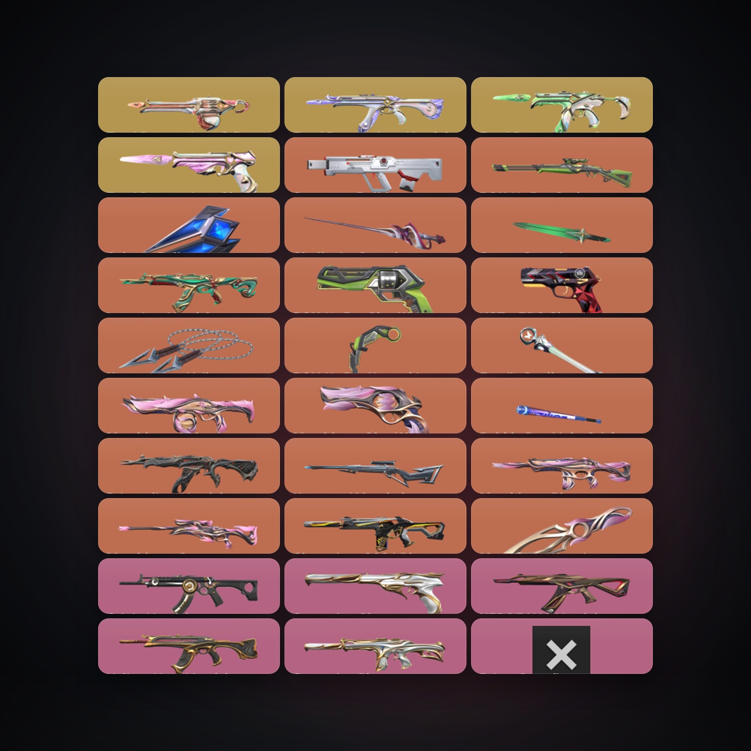 Valorant account: LA Gold 2 locker — 8 knives, 82 skins, lvl 109 — 144 LoL champions, 49 LoL skins — HabibiAccounts