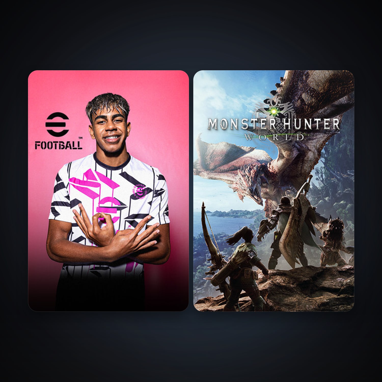 MONSTER HUNTER: WORLD + eFootball 2024, 3 games, clean — HabibiAccounts