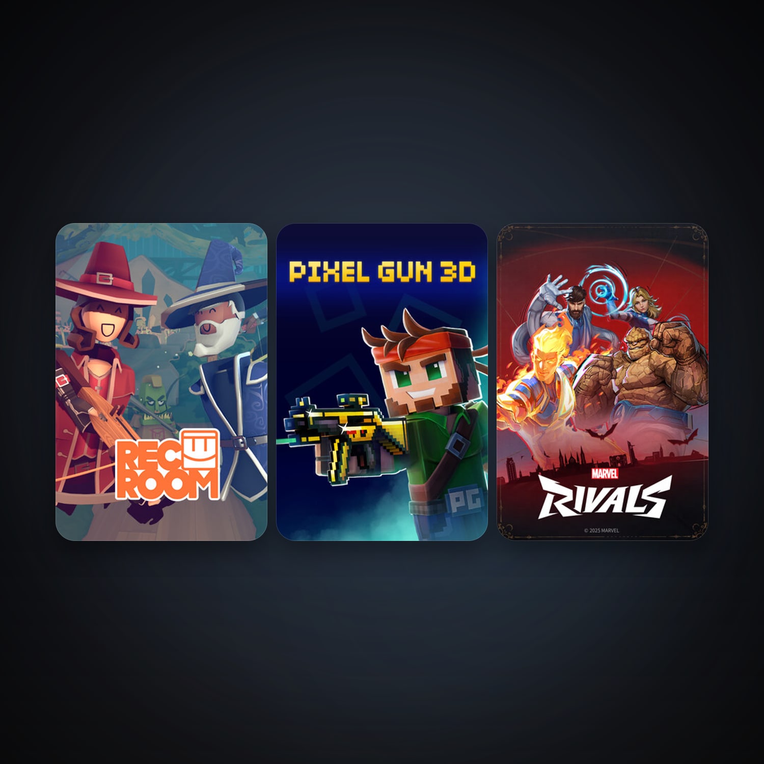 Rec Room + Pixel Gun 3D: PC Edition, 7 games, clean — HabibiAccounts