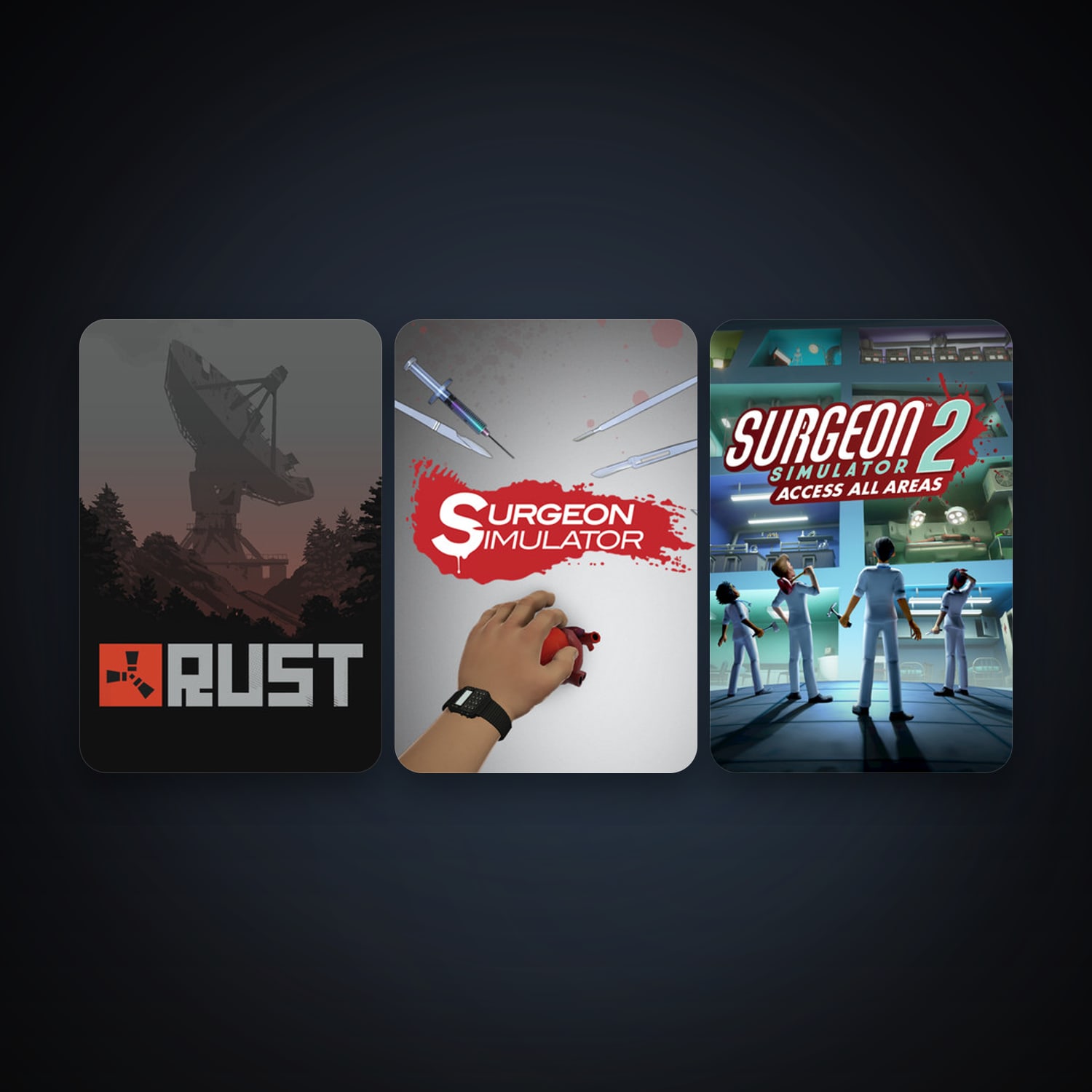 Surgeon Simulator + Rust, 4 games, clean — HabibiAccounts