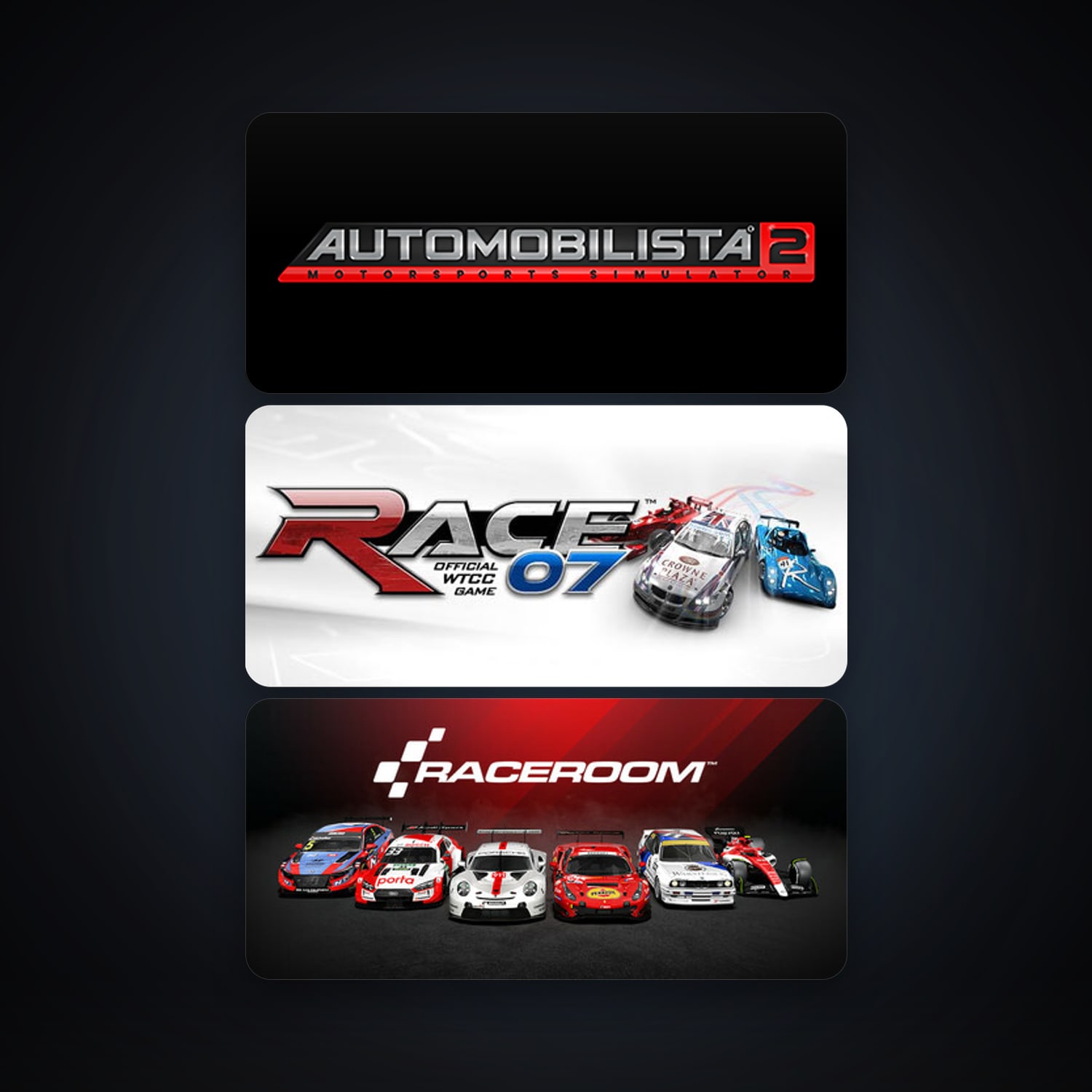 RACE 07 + RaceRoom Racing Experience, 12 games, clean — HabibiAccounts